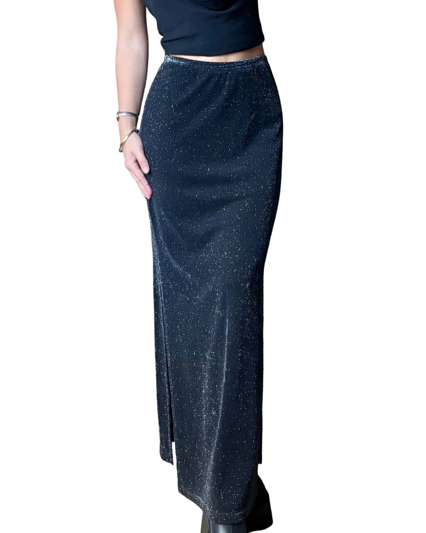 Shimmer 90’s Maxi Skirt | 27” waist