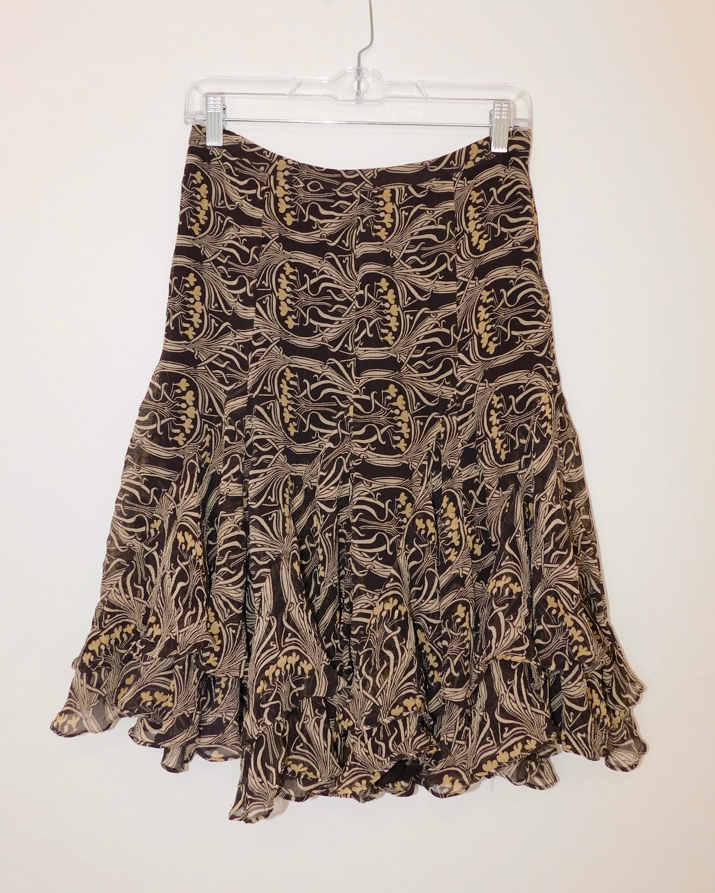 Ruffled Silk Midi Skirt | Size 4