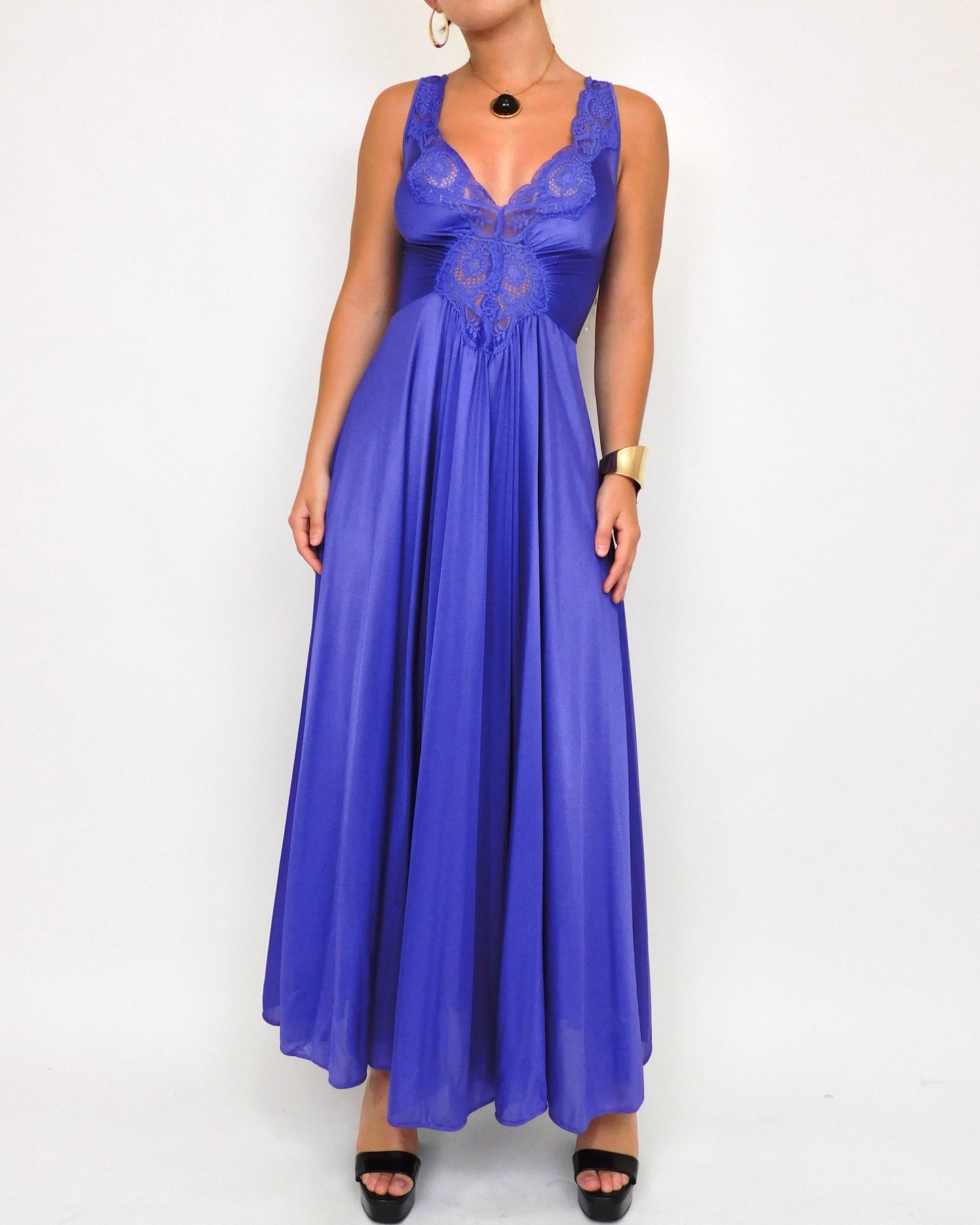 70’s Olga Purple Lace Slip | Size S