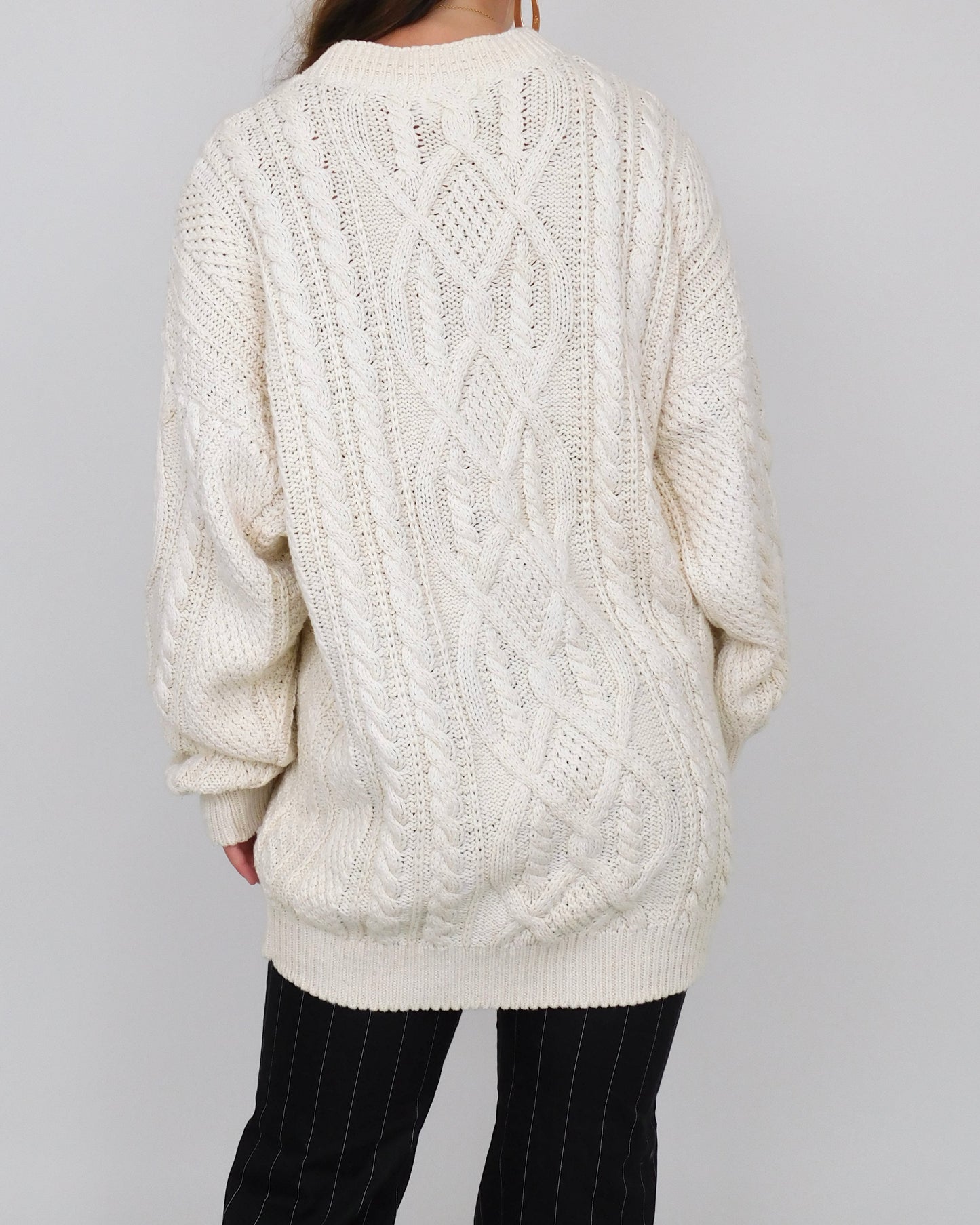 Vintage Cream Knit Sweater | Size L