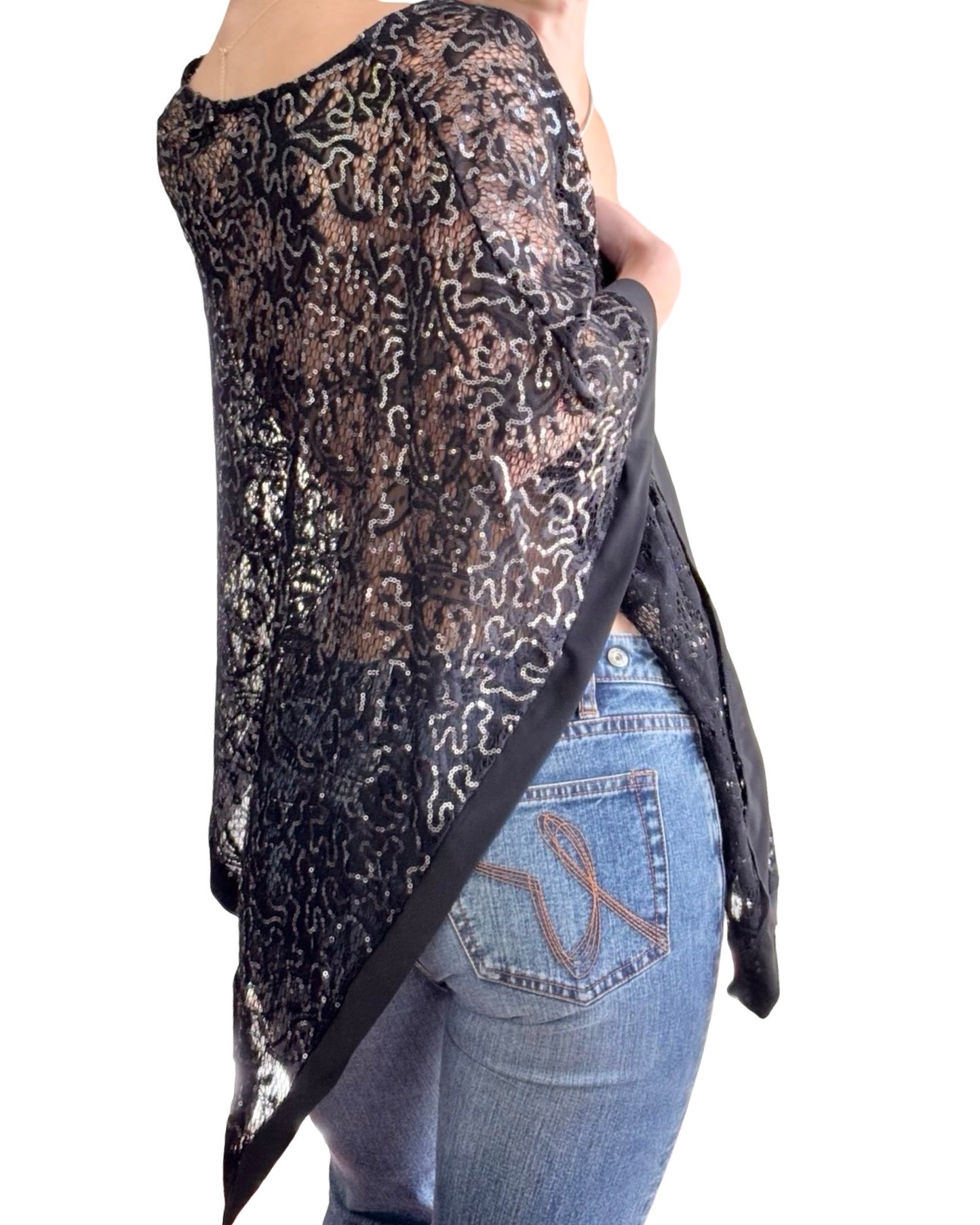 Mesh 00's Sequin Poncho | Sizen OS