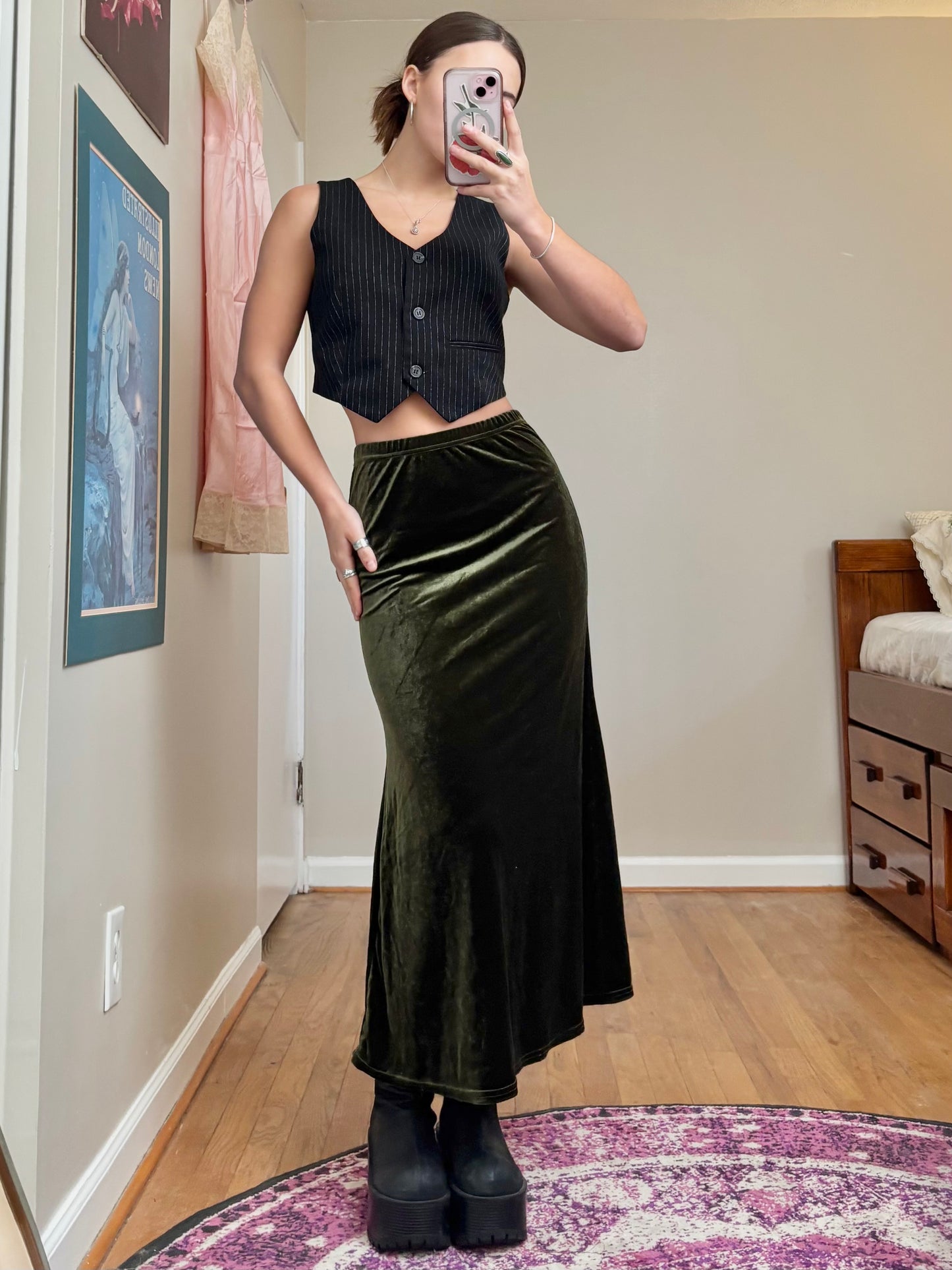 Velvet 90’s Maxi Skirt | Size 25” Waist