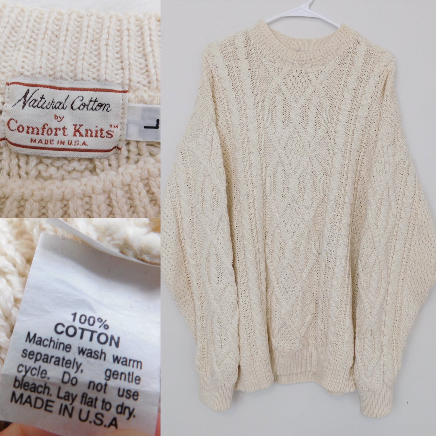 Vintage Cream Knit Sweater | Size L