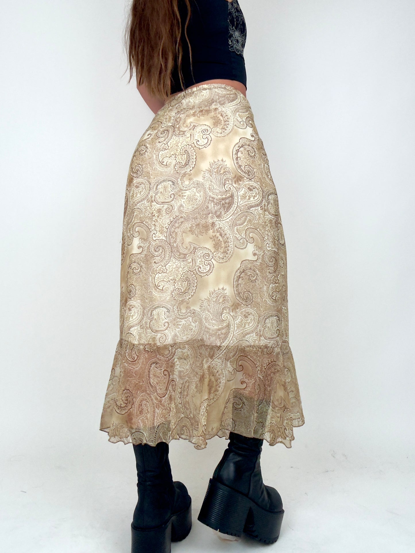 Tan Paisley Maxi | Size 27” waist