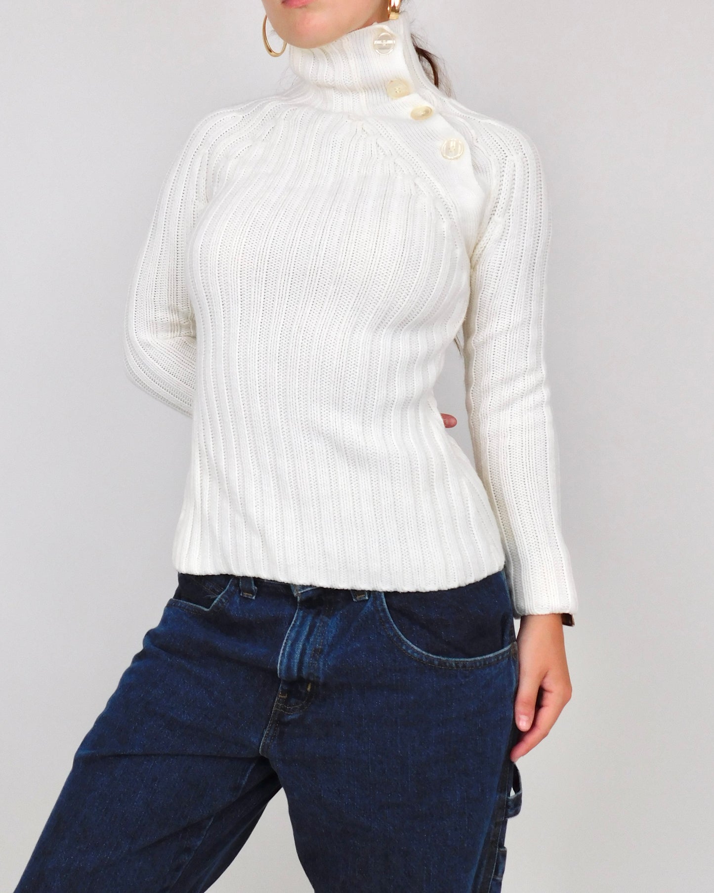 Vintage Asymmetric Button Sweater | Size XS