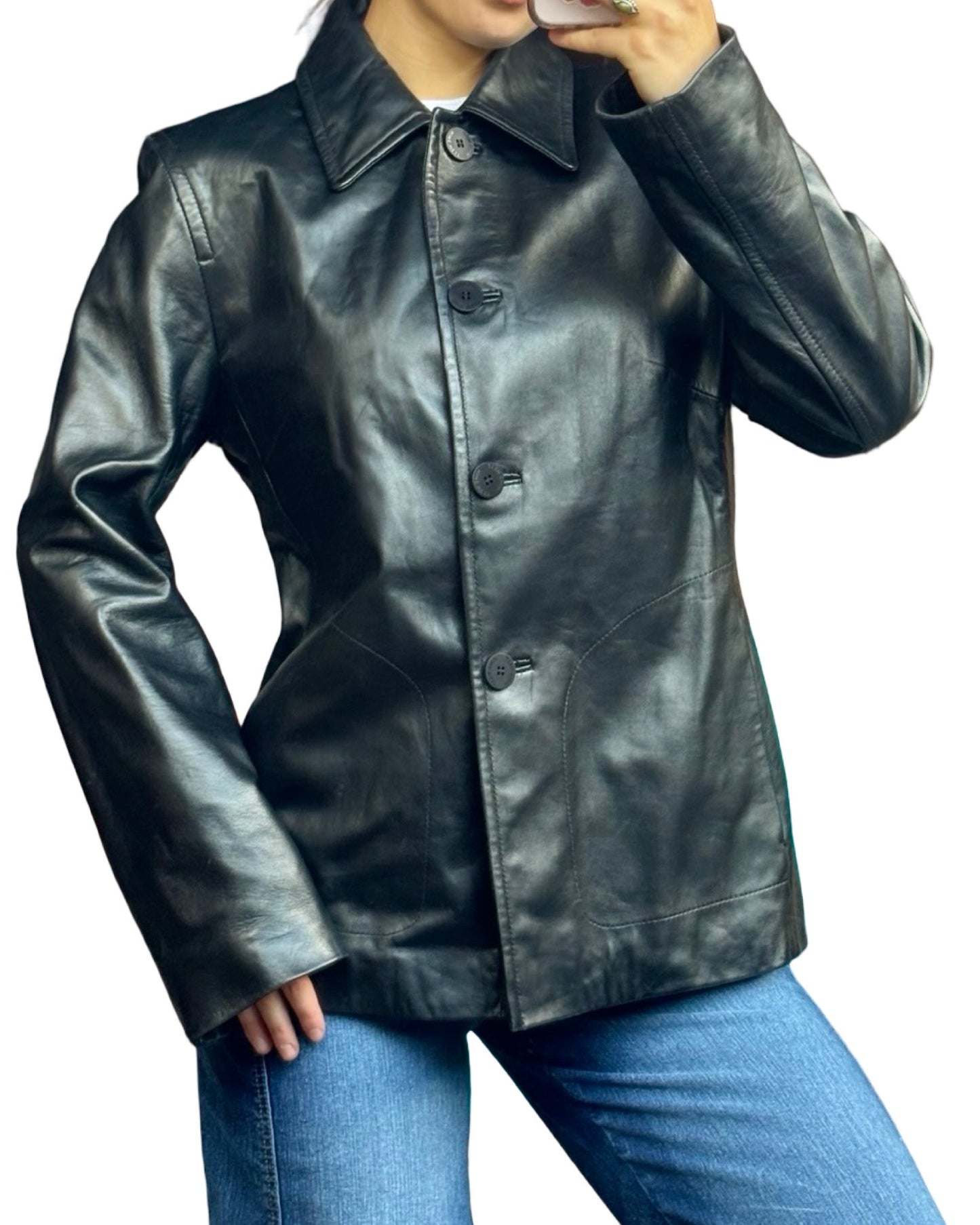 Nine West 90’s Genuine Leather Blazer | Size M