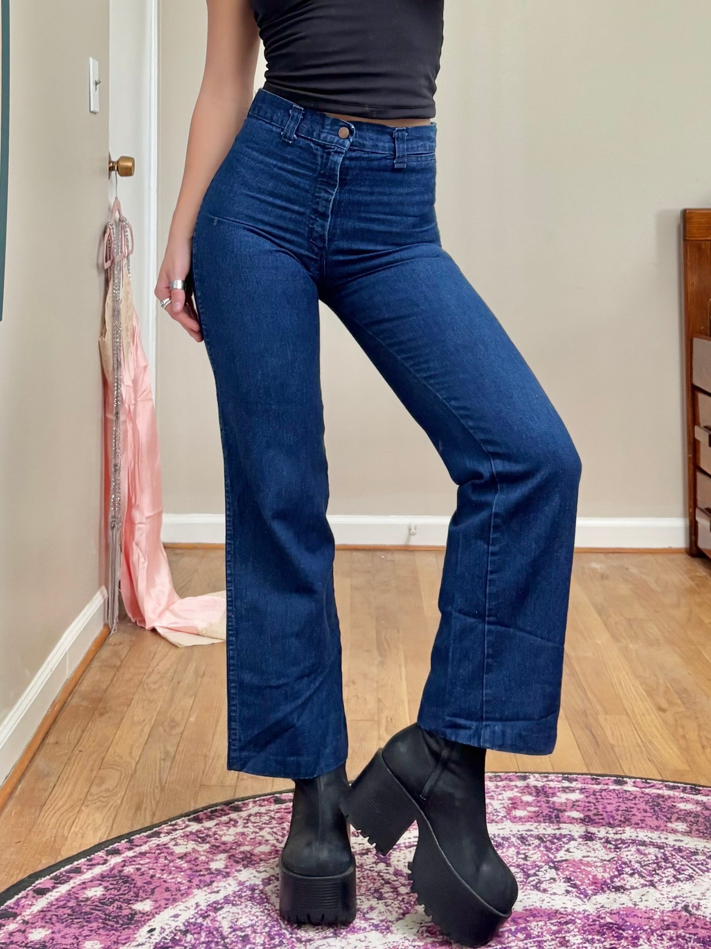 Embroidered 70's Denim | Size 26" Waist