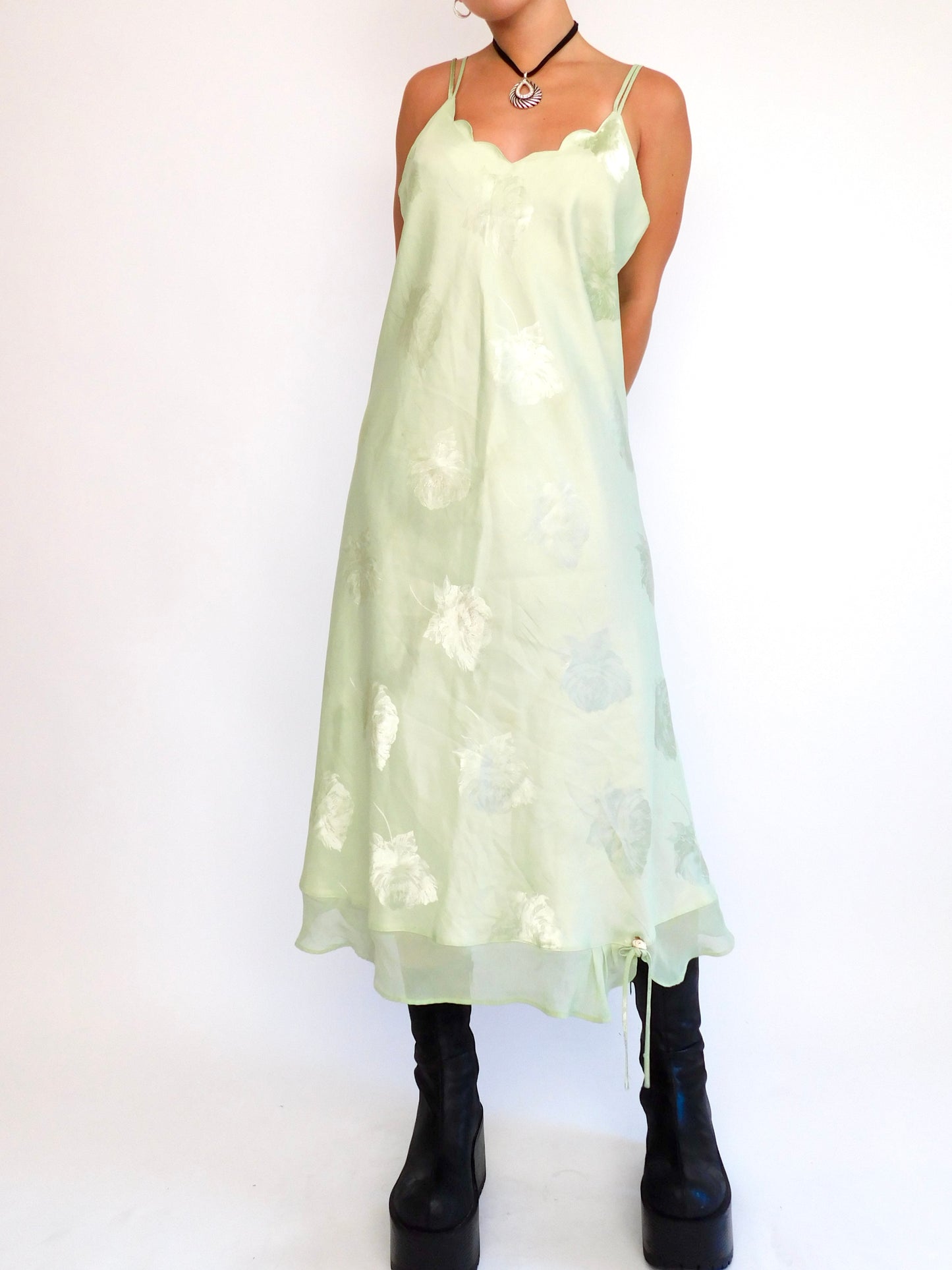 Green Floral Slip | Size L