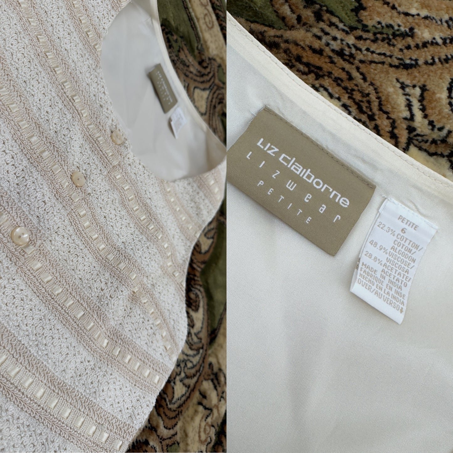 Cream Crochet Vest | Size US 6