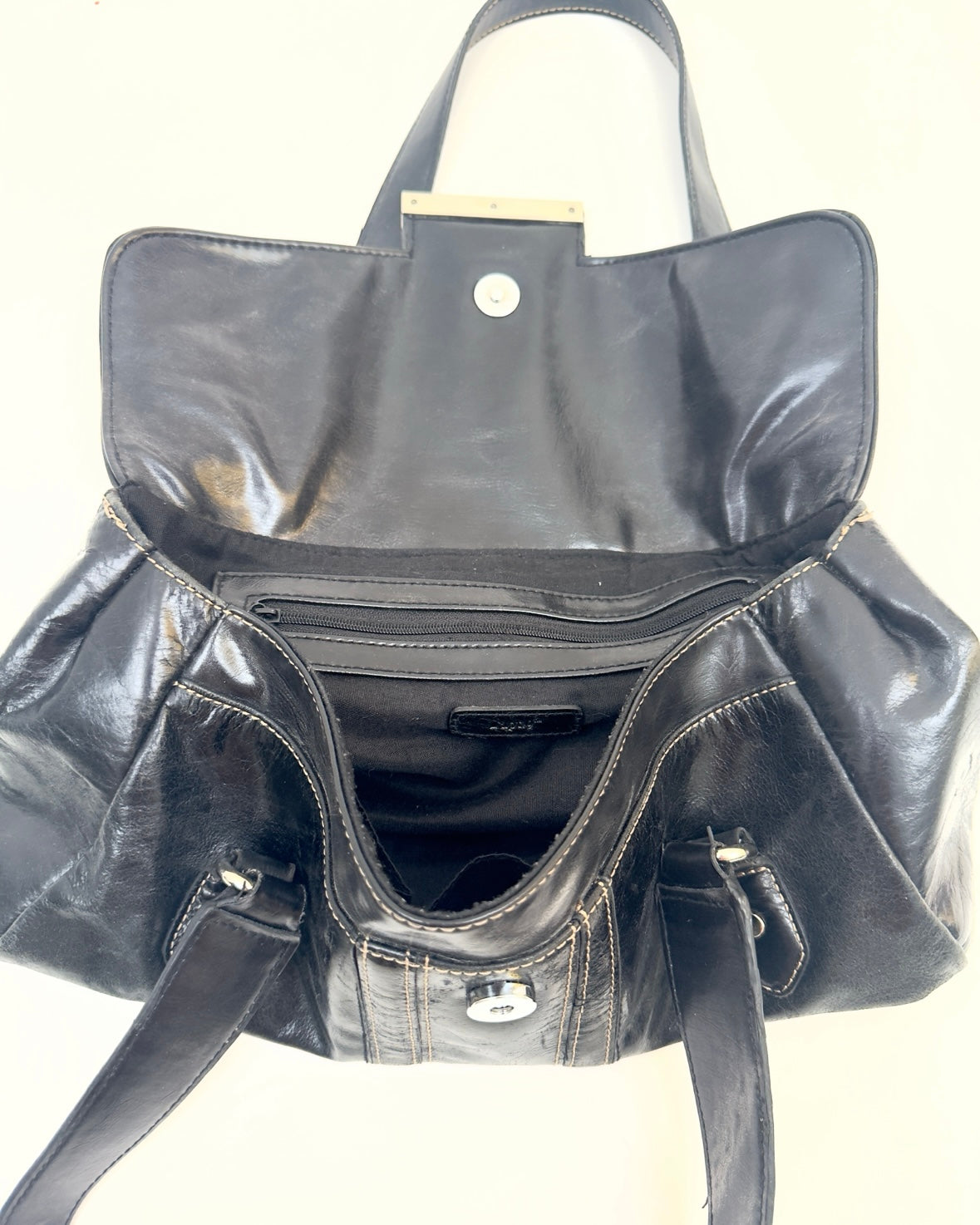 90’s Black Leather Buckle Purse
