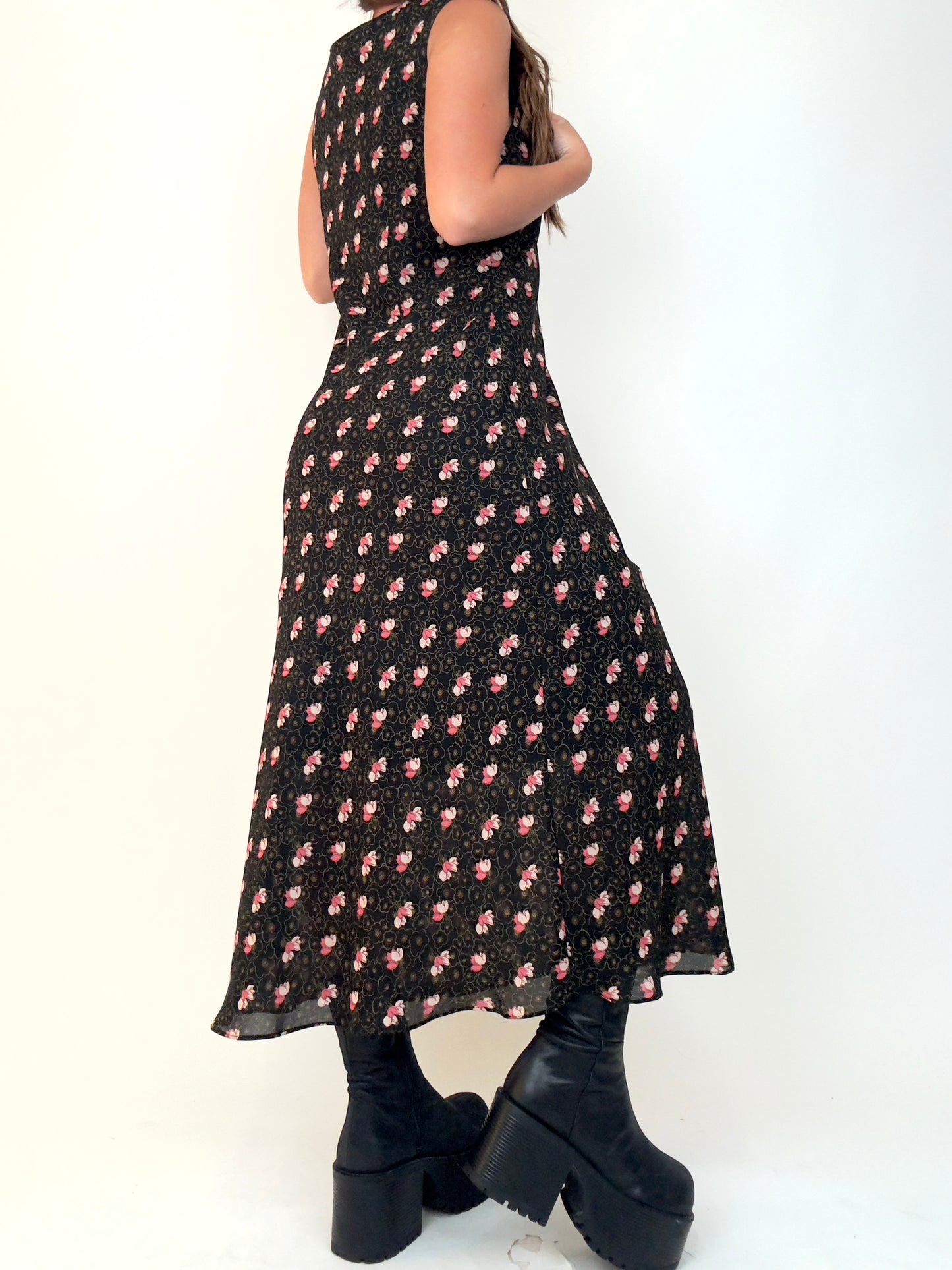 Black Floral Maxi Dress | Size M