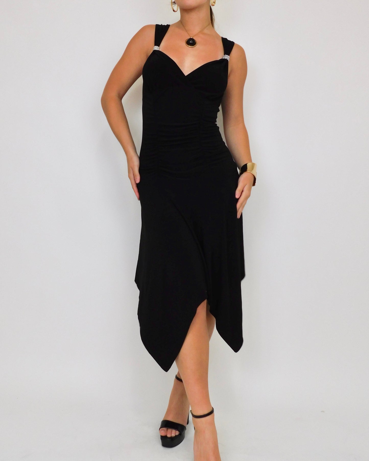 Y2K Black Asymmetric Party Dress | Size L
