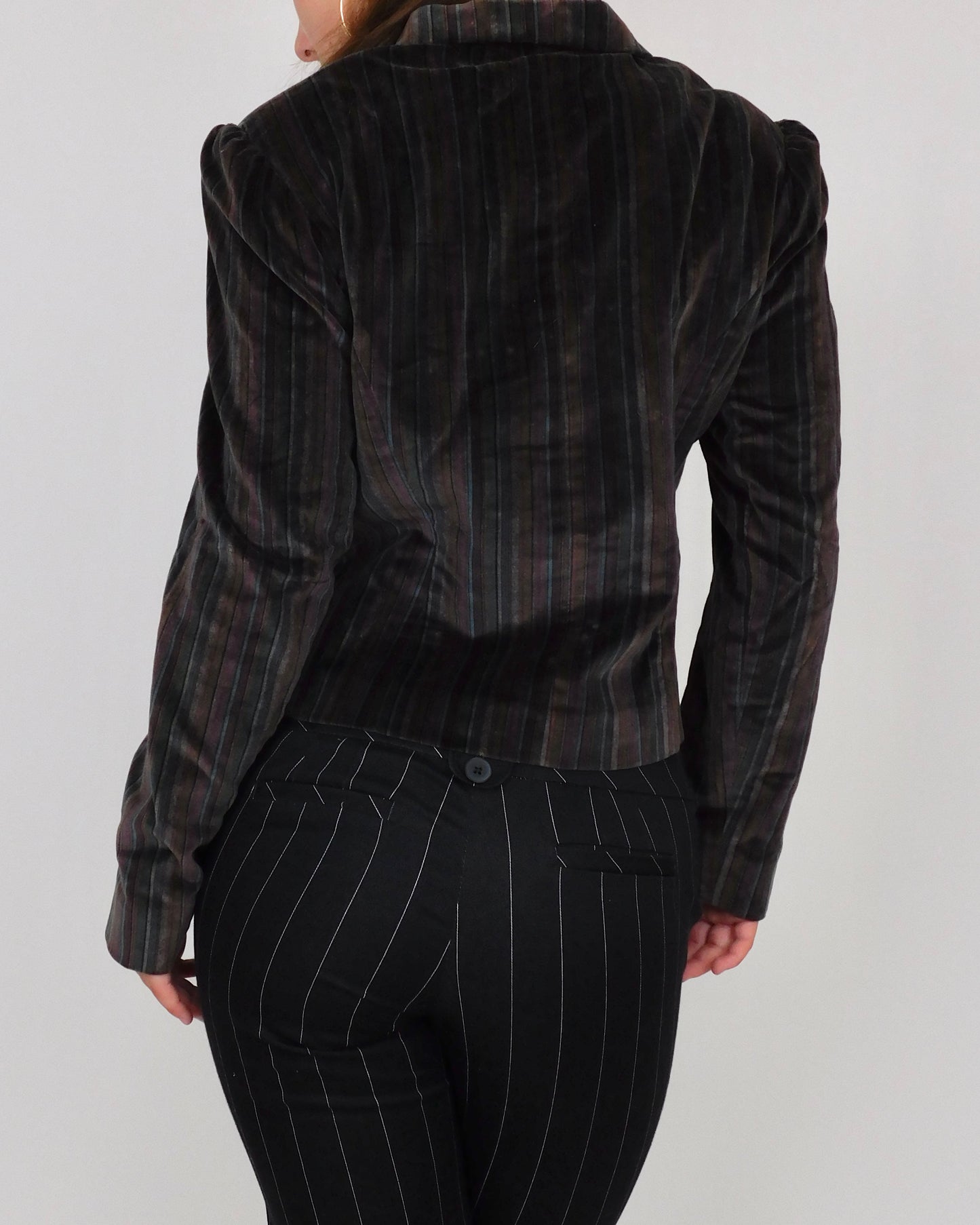 Vintage Velvet Striped Blazer | Size 4
