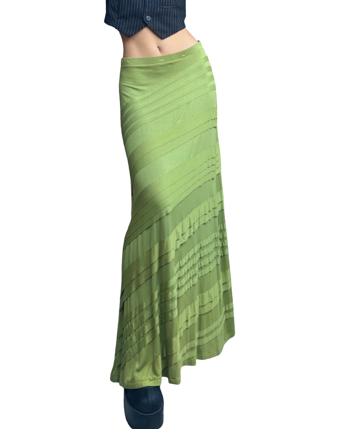 Green Slinky Maxi Skirt | Size S