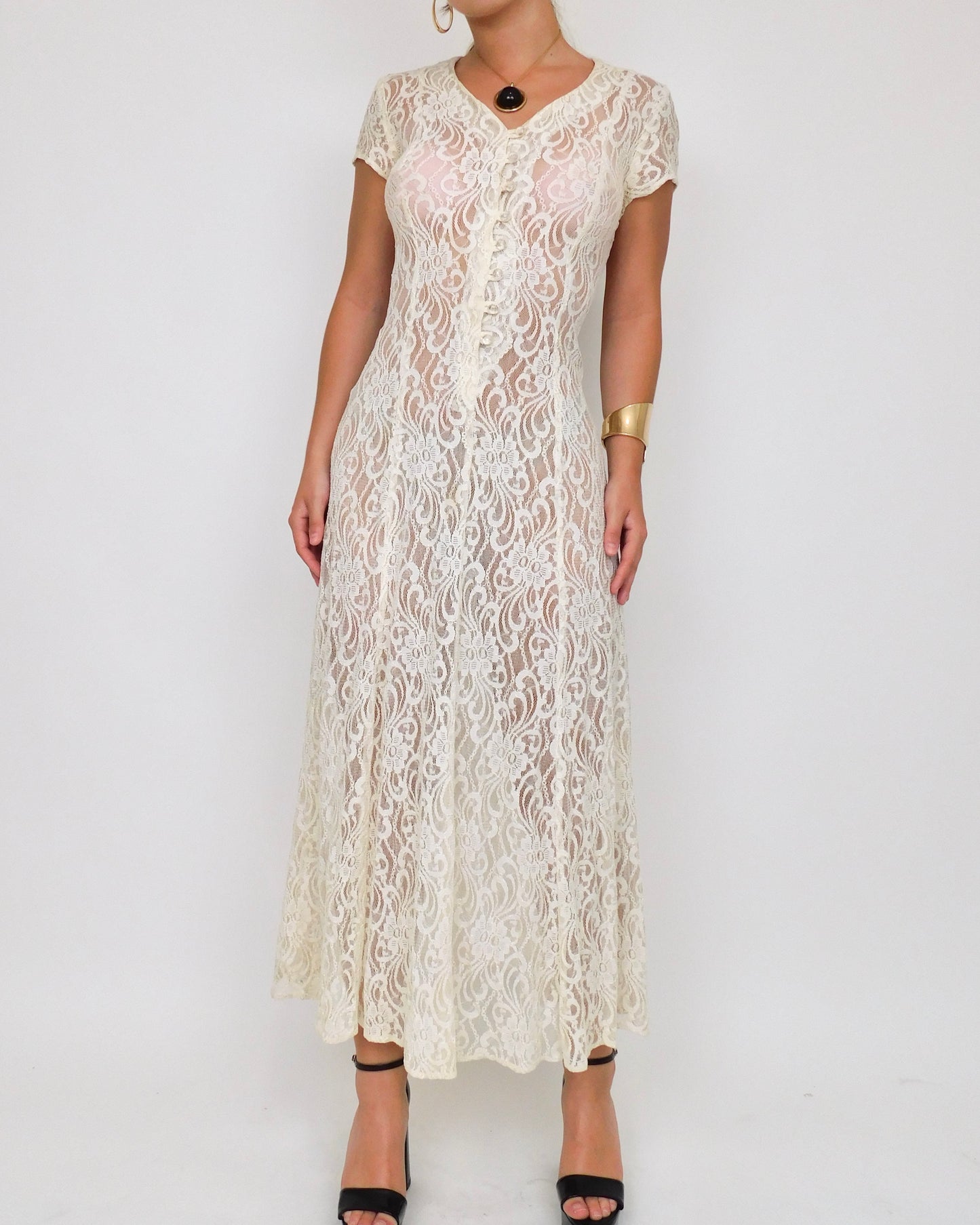 Vintage Lace Maxi Dress | Size S