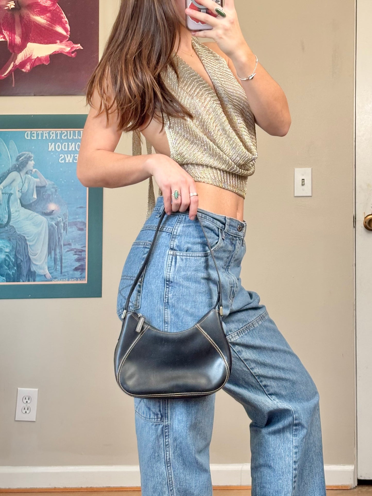 Liz 90's Stitched Leather Purse
