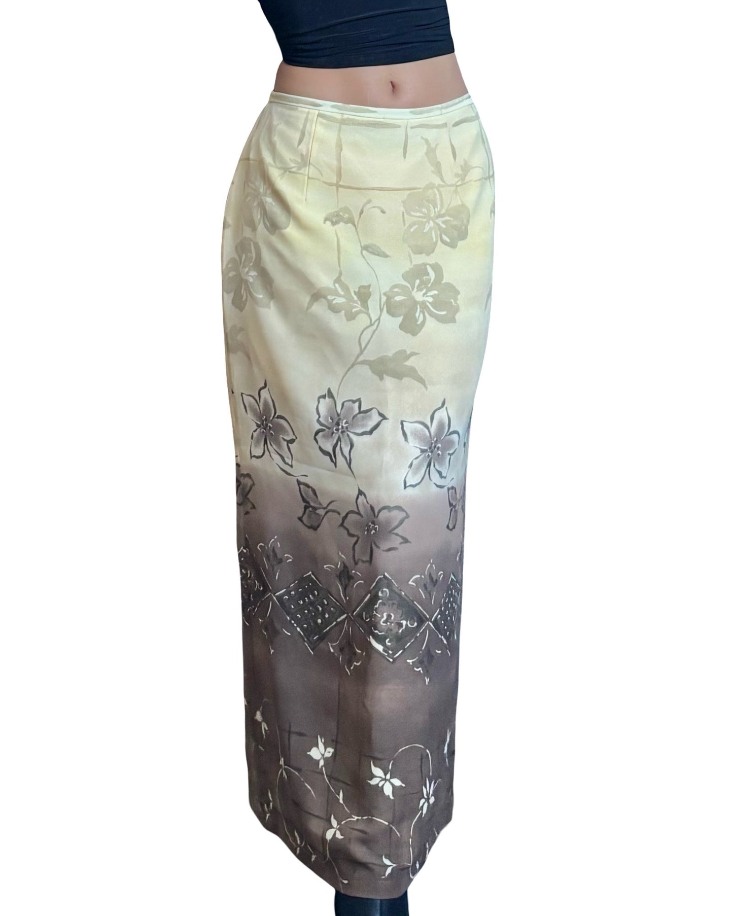 Printed 90’s Maxi Skirt | Size 28” waist