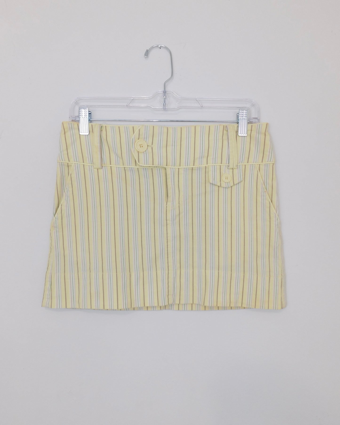 Y2K Yellow striped mini skirt | Size 2