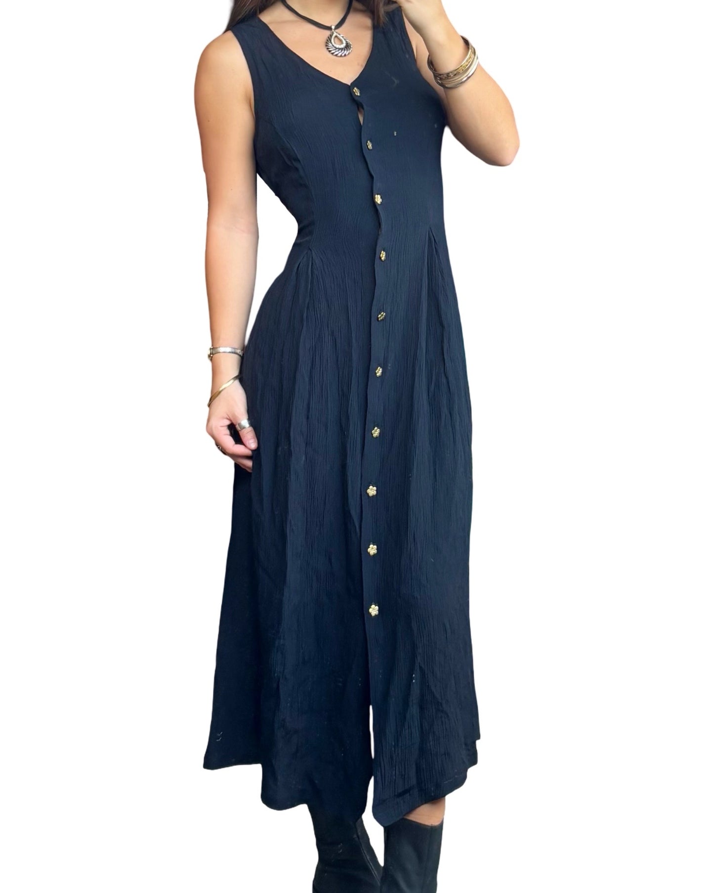 Tie Back 90’s Button Dress | Size S