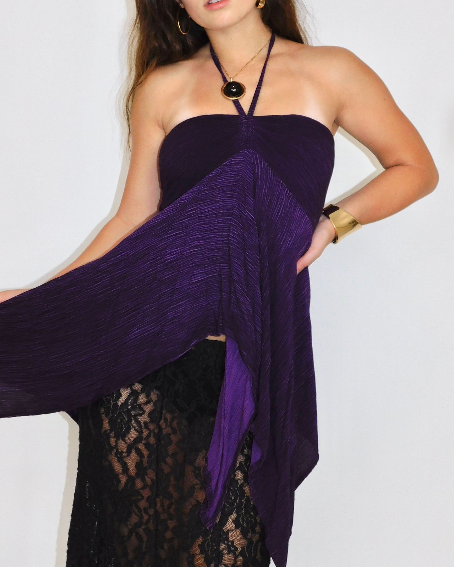 Y2K Asymmetric Halter Blouse | Size S/M