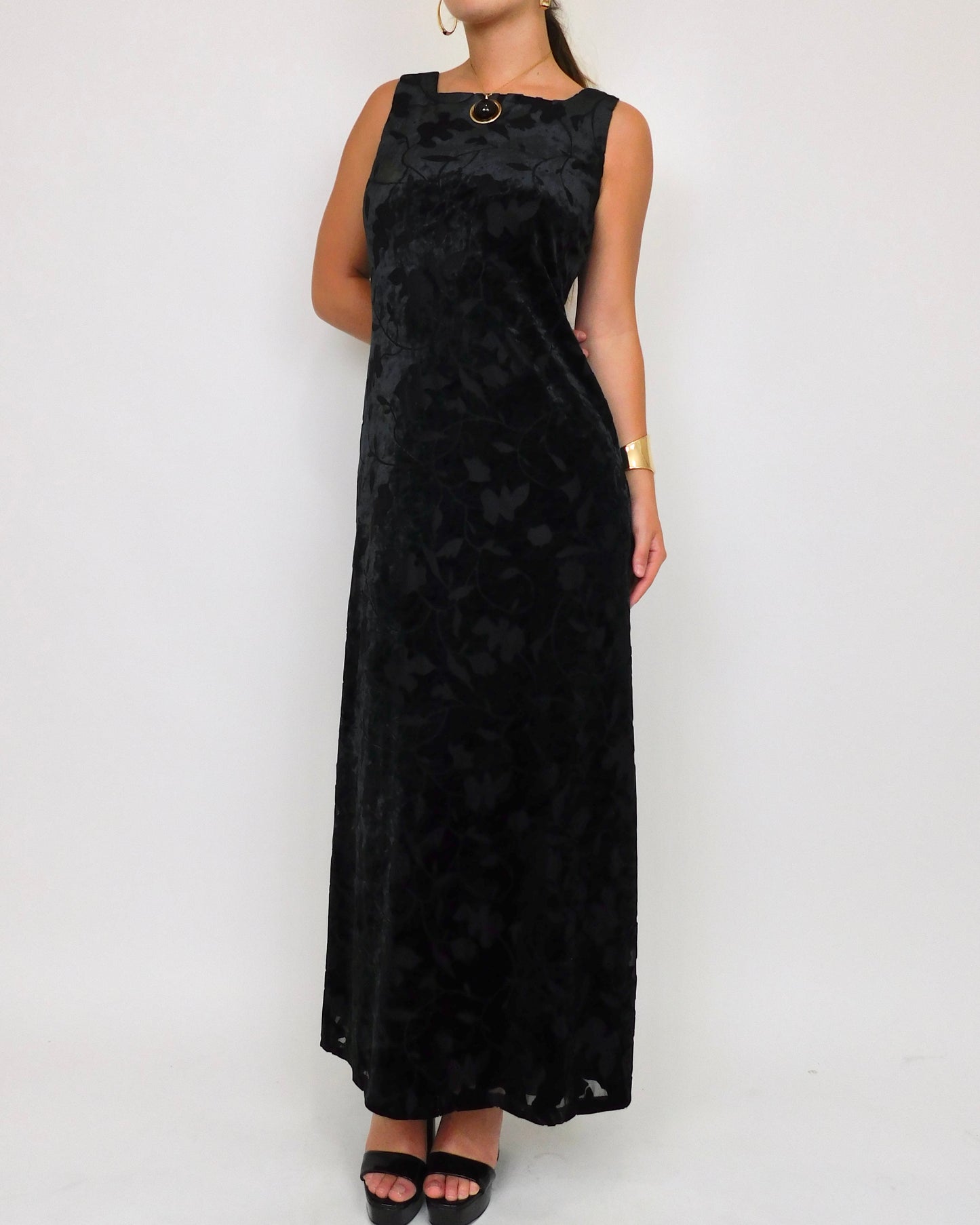 Floral Velvet Maxi Dress | Size 6