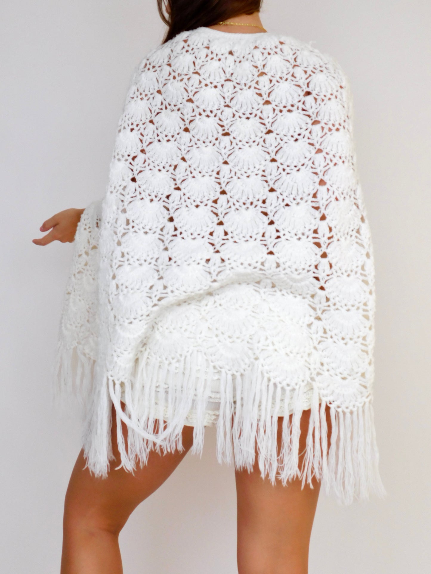 Cream Crochet Shawl | One Size
