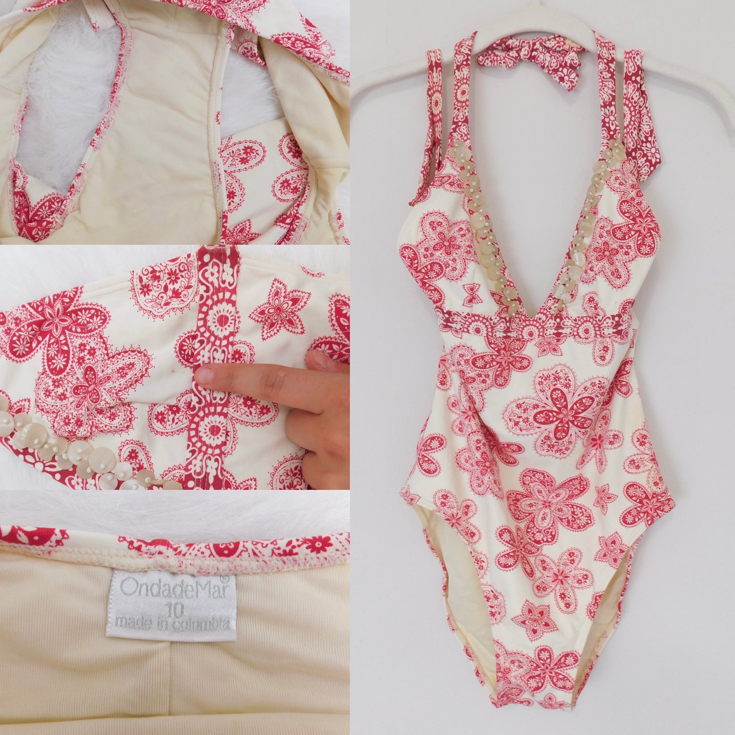 Y2K Flower print one-piece swimsuit | Size S