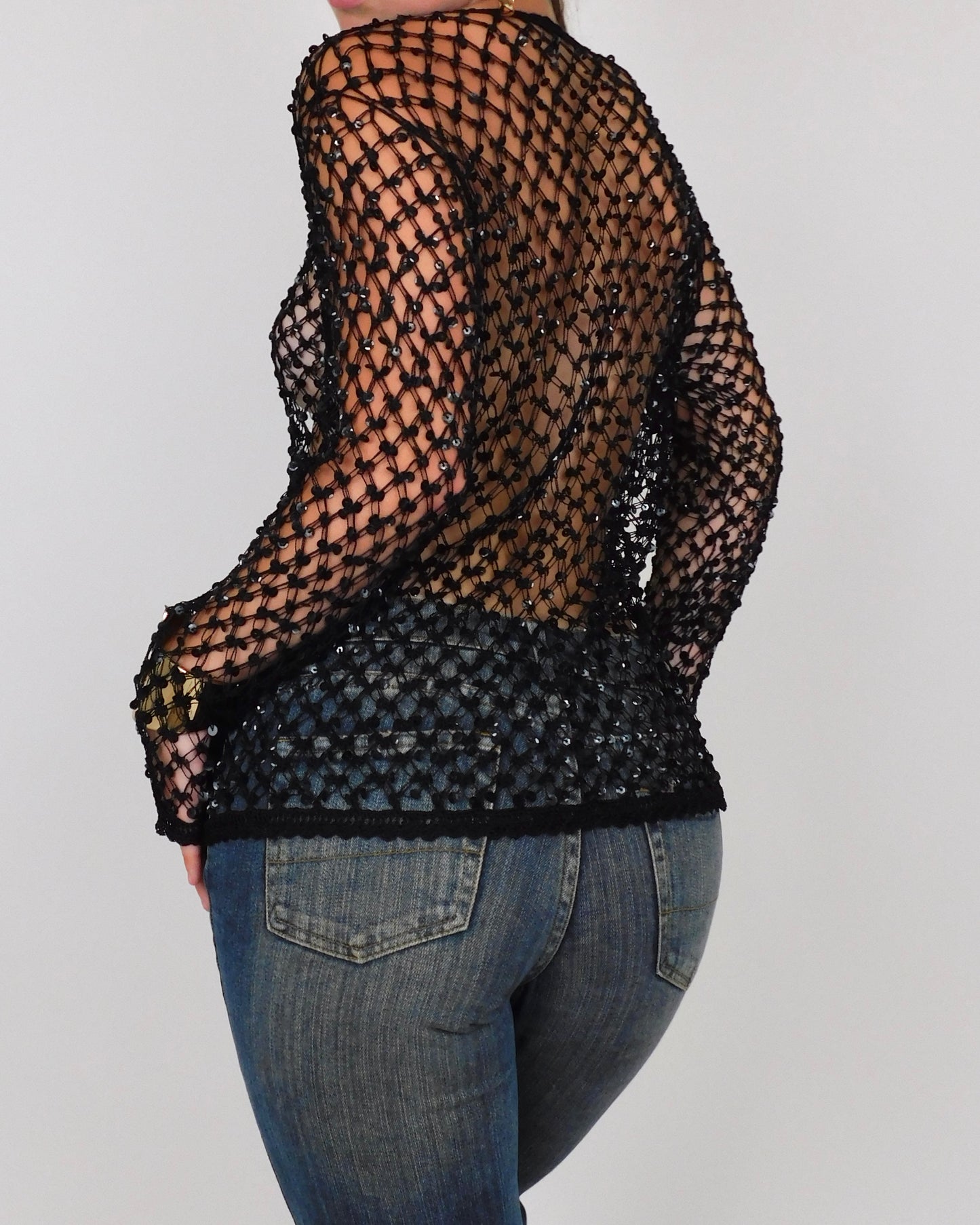 Vintage Mesh Sequin Cardigan | Size M
