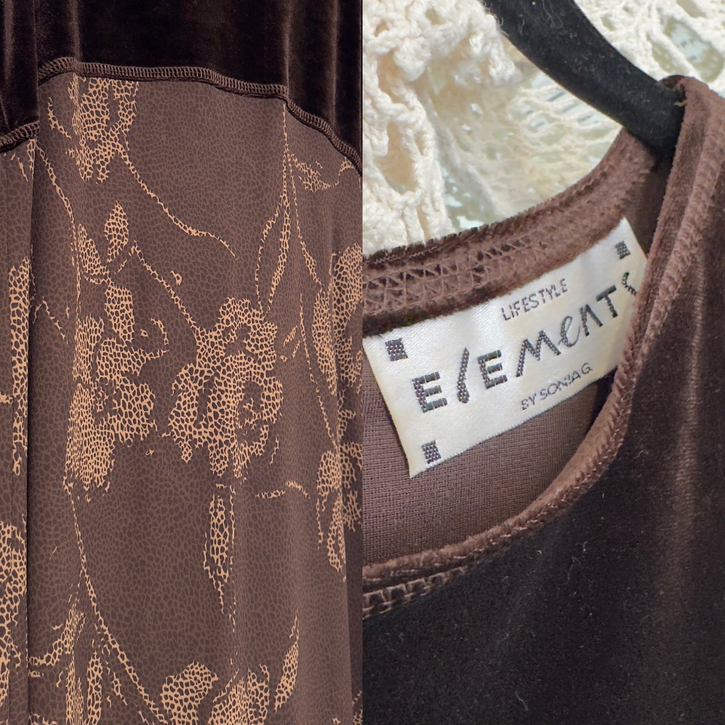 Brown Velvet Floral Maxi | Size M