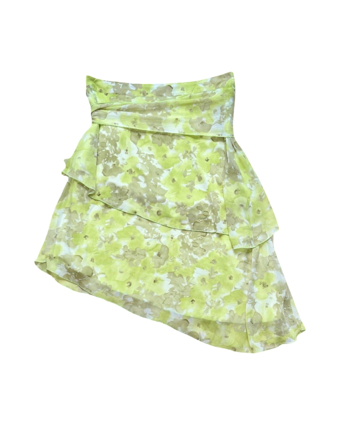 90’s Tiered Green Midi Skirt | Size 33” waist