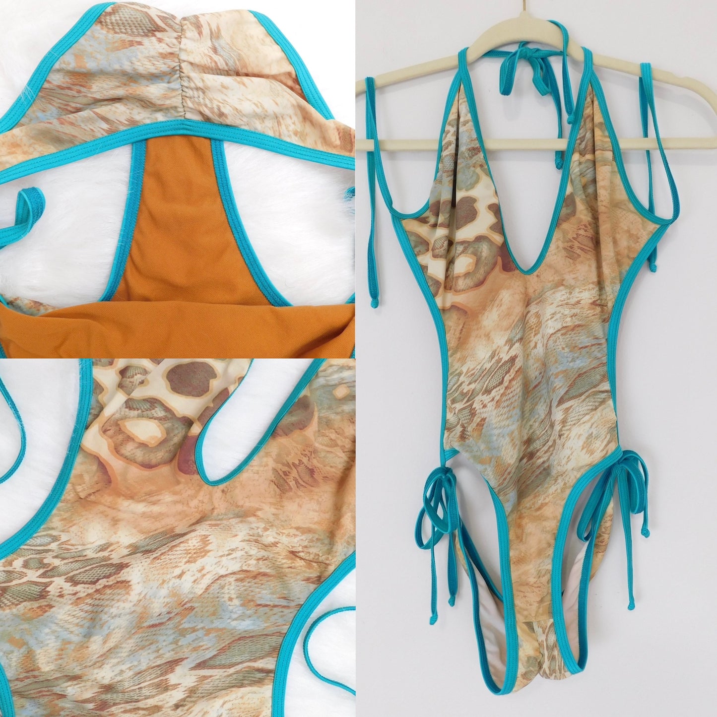 Y2K Snake print one piece swimsuit | Size S