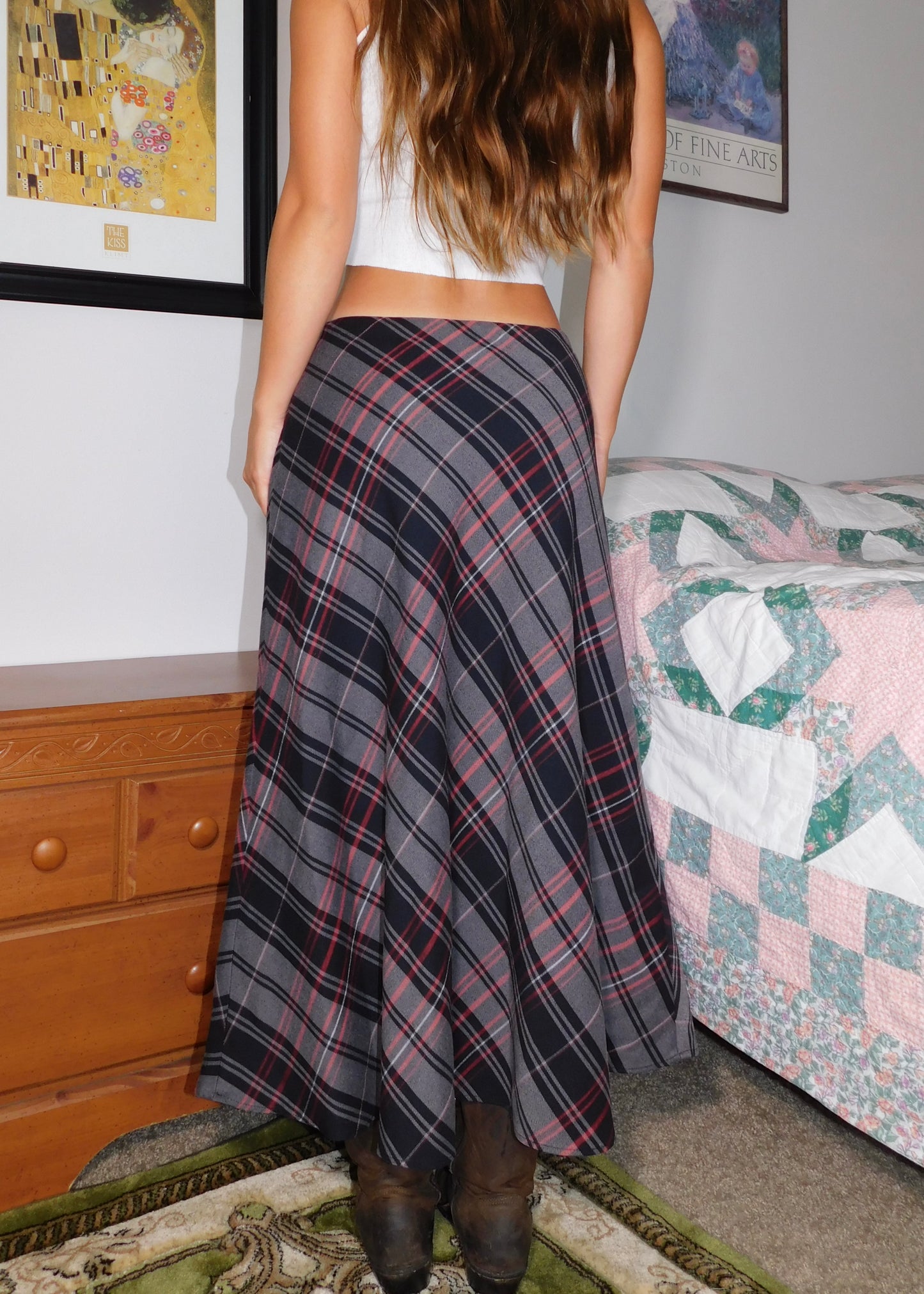 Nicole Plaid Maxi | Size 29” waist