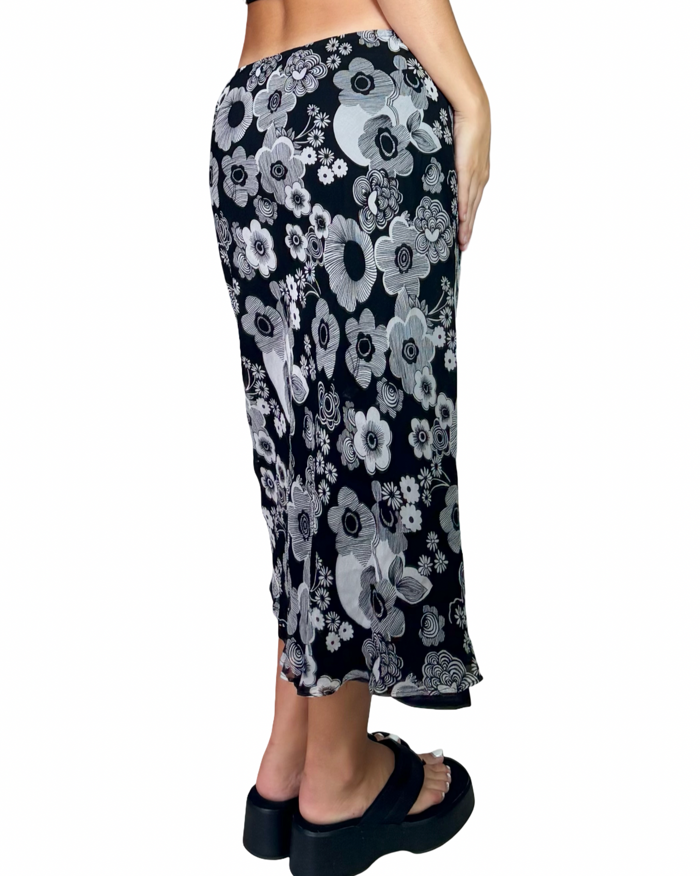 Floral Silk Midi | Size 30” waist