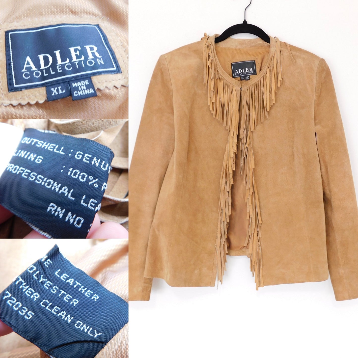 Brown Fringe Leather Jacket | Size XL