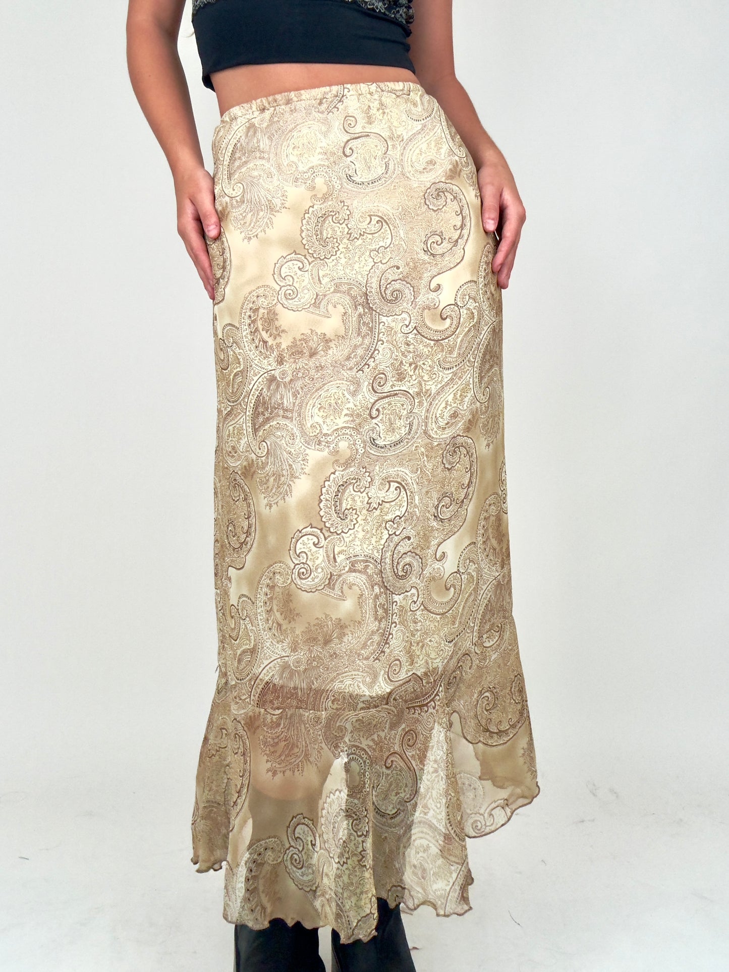 Tan Paisley Maxi | Size 27” waist