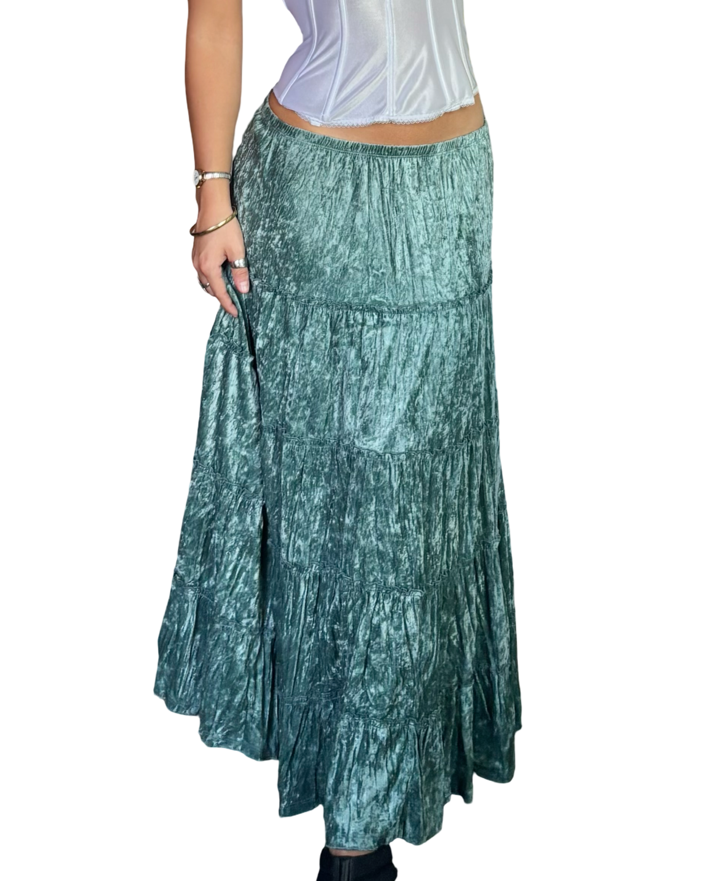 Mixit Y2K Blue Velvet Skirt | Size 28”-32” waist
