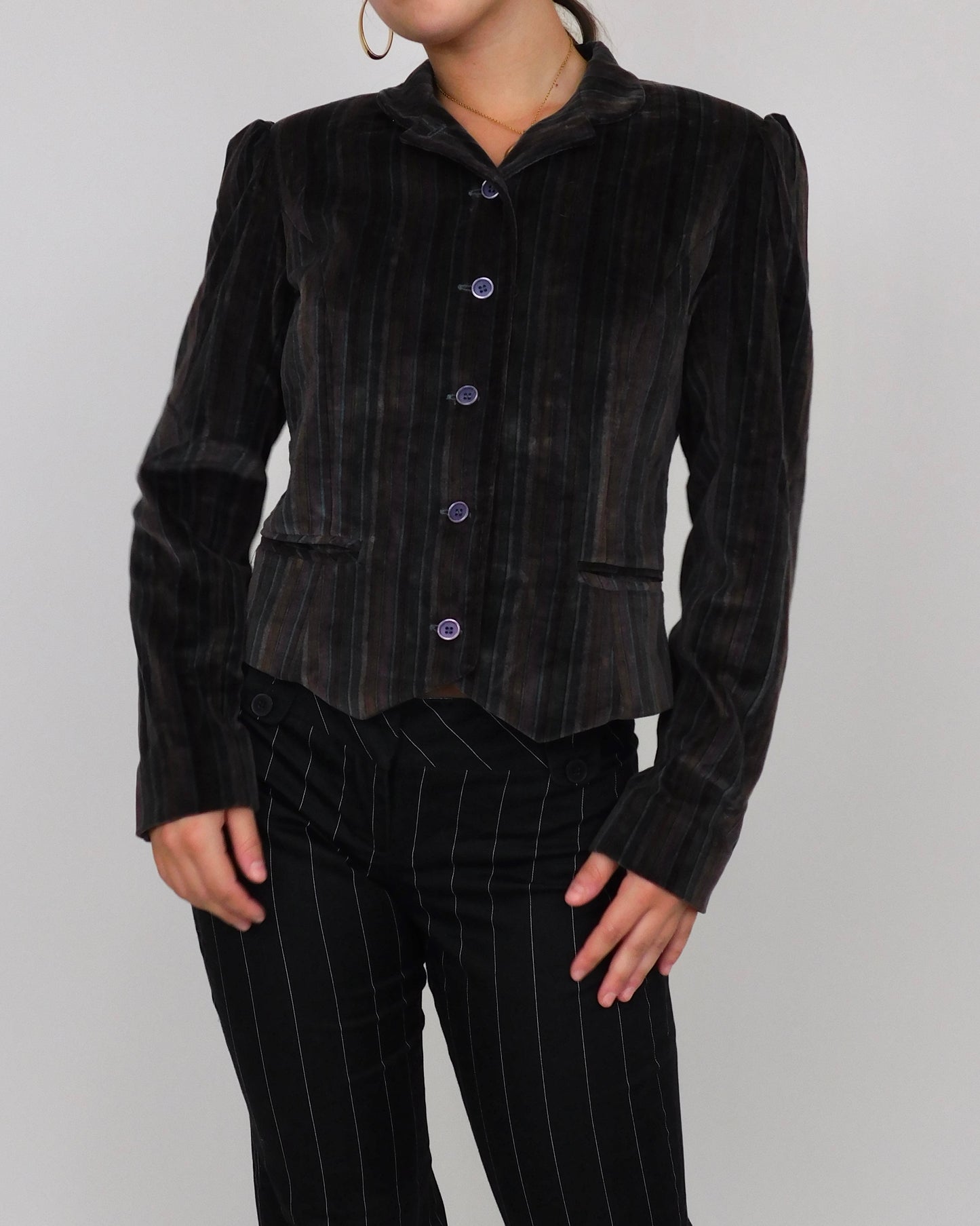 Vintage Velvet Striped Blazer | Size 4