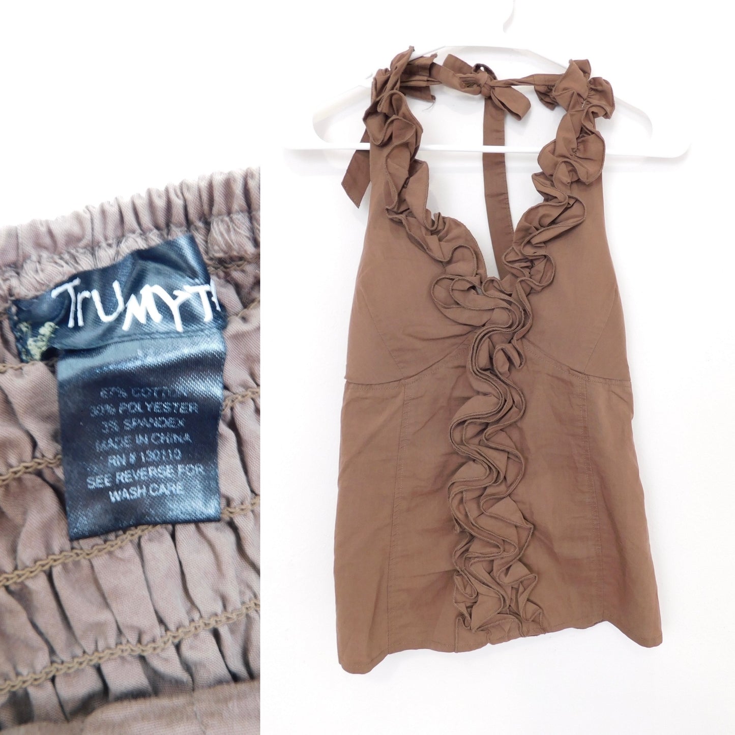 Y2K Ruffle Halter Blouse | Size M