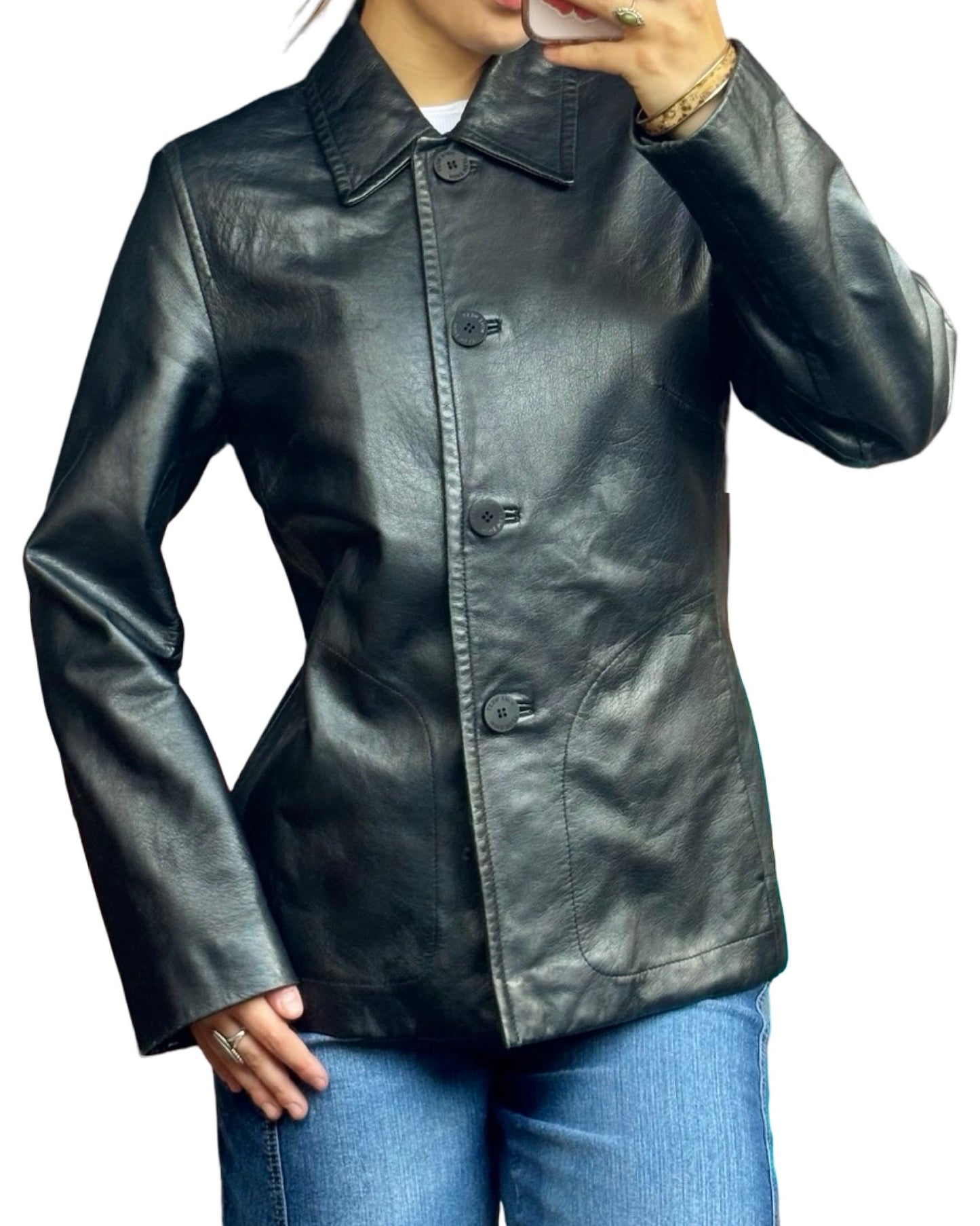 Nine West 90’s Genuine Leather Blazer | Size S