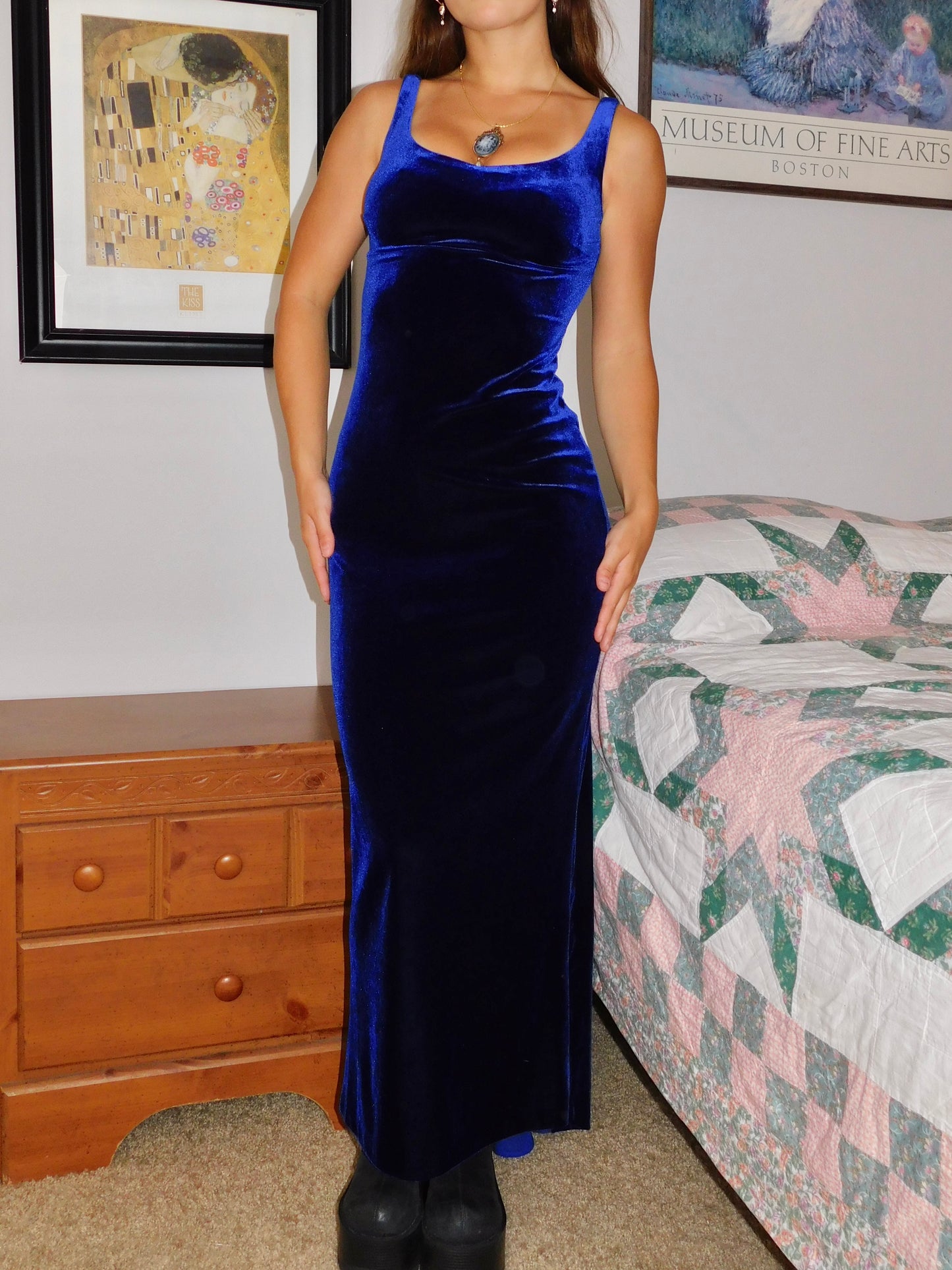 Niki Blue Velvet Gown | Size 2