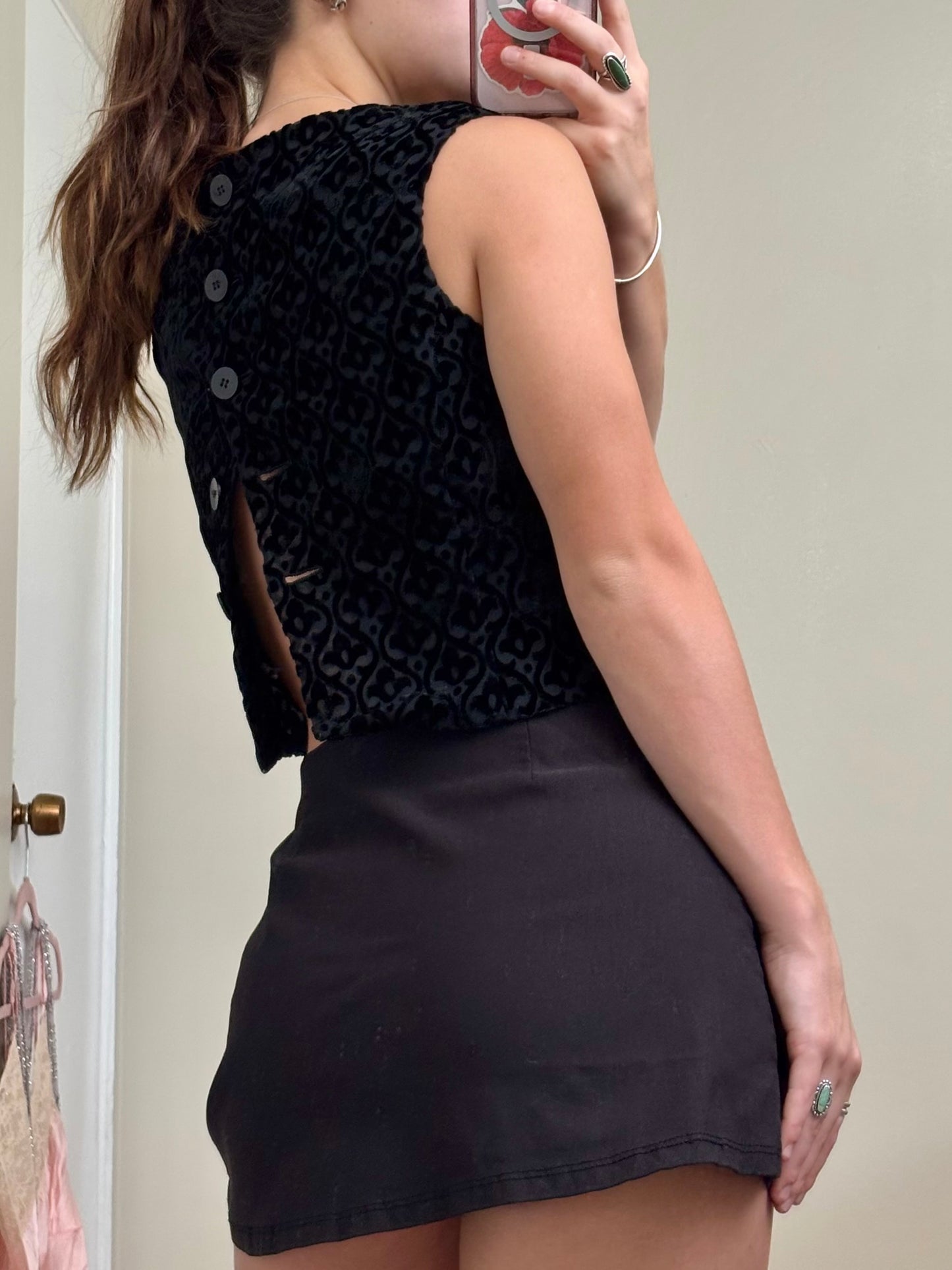 Max 00's Velvet Button Vest | Size S