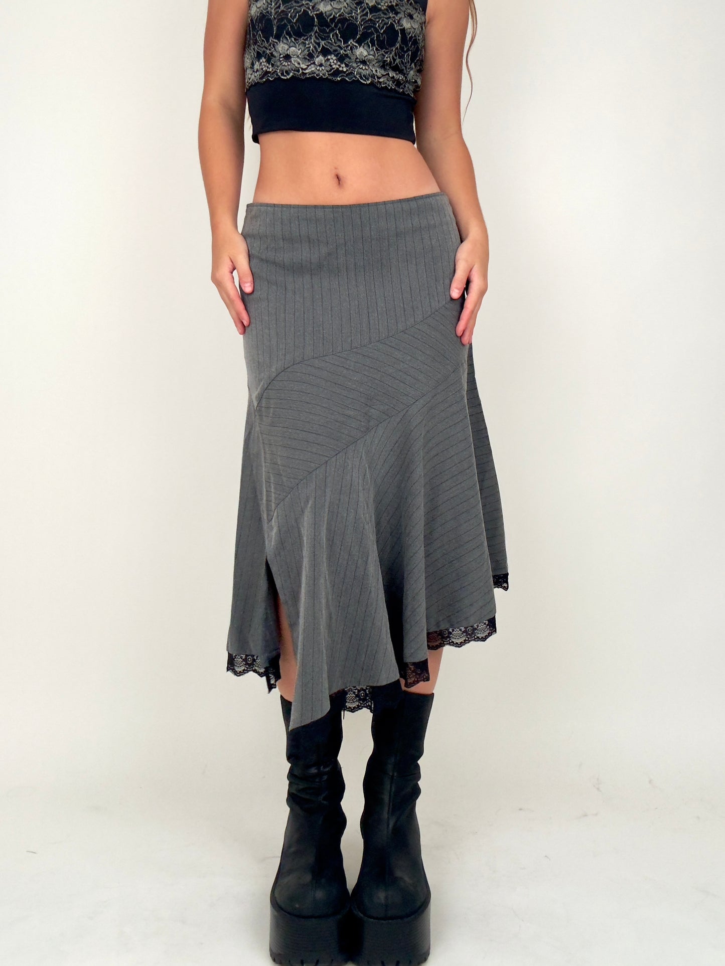 Pinstripe Lace Midi | Size 30” waist