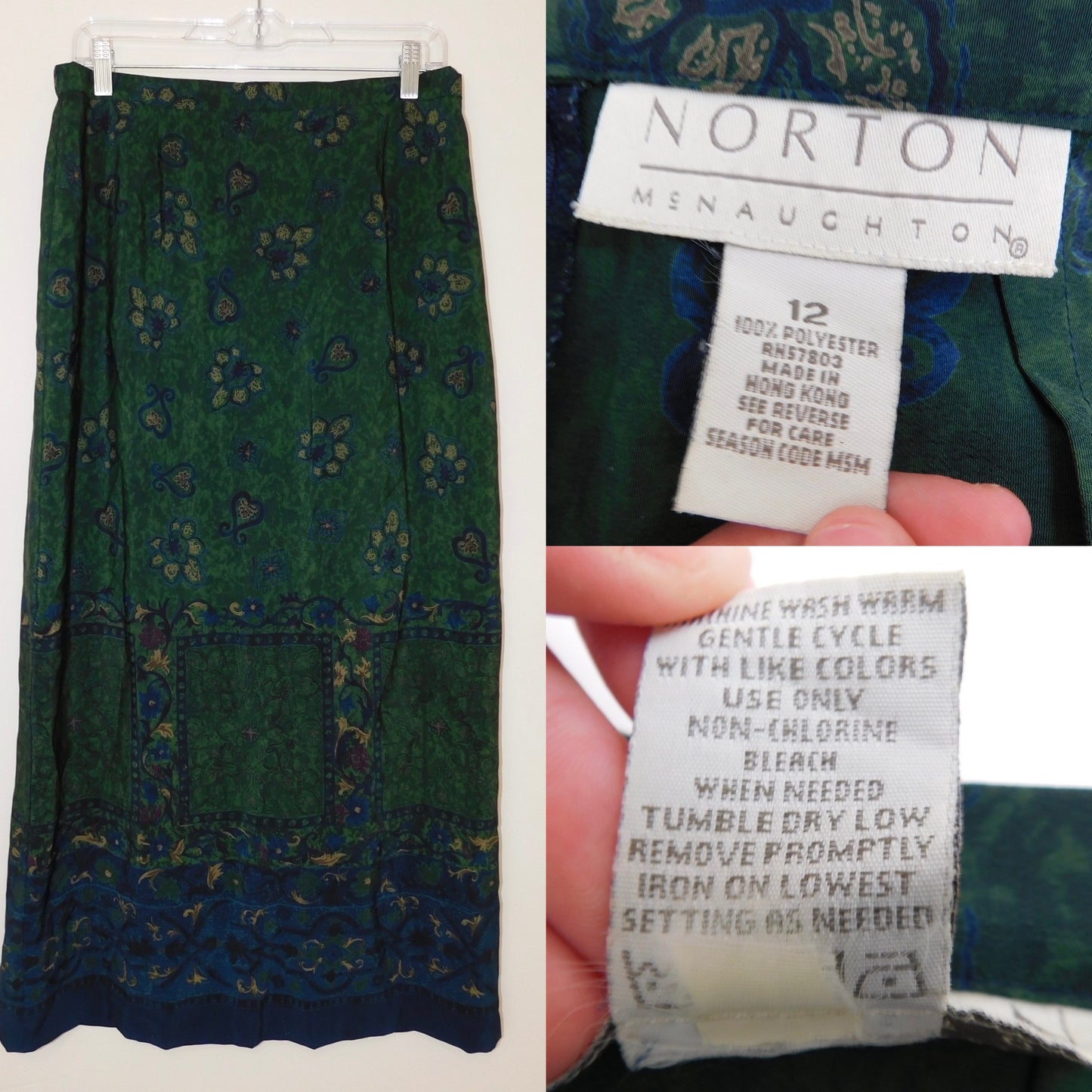 90’s Green Floral Maxi Skirt | Size M