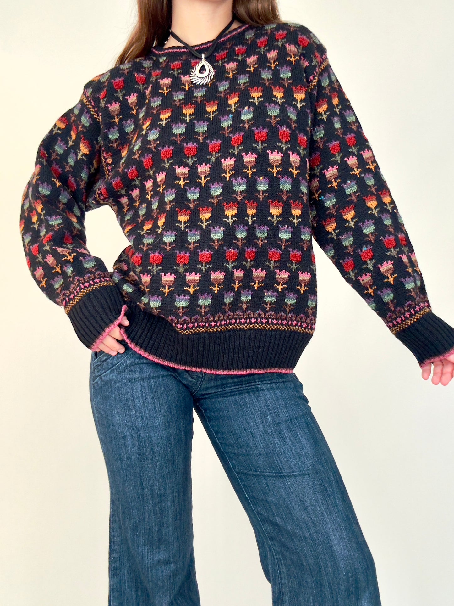 Rainbow Tulip Sweater | Size M