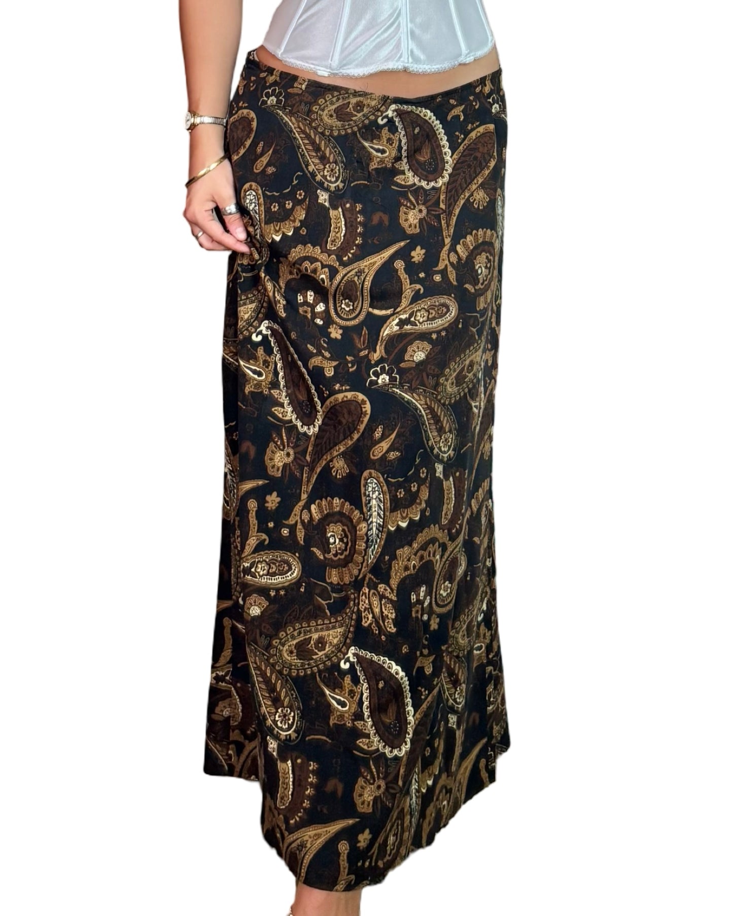Brown Paisley Maxi | Size 32” waist