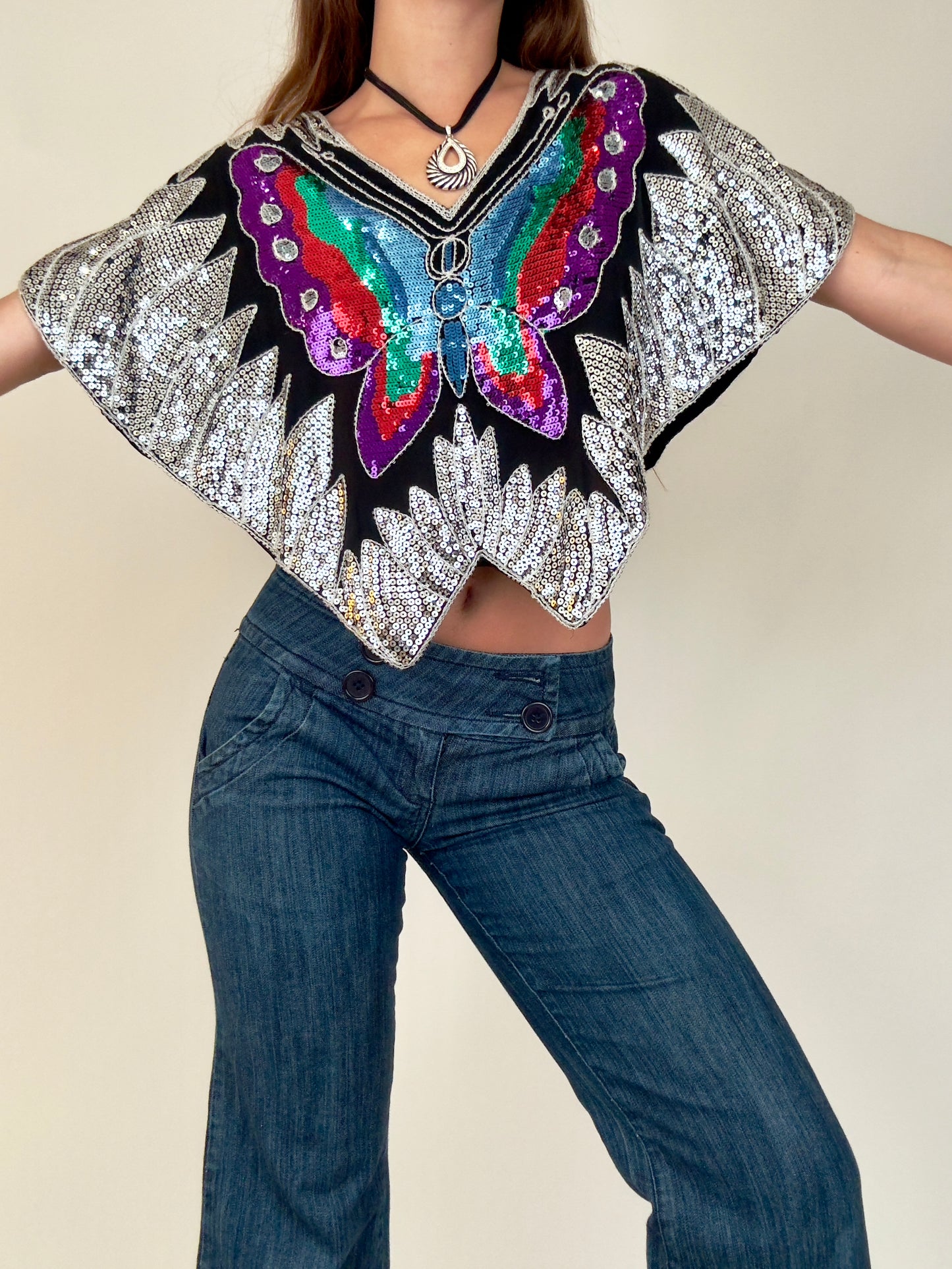 Sequin butterfly blouse | Size S