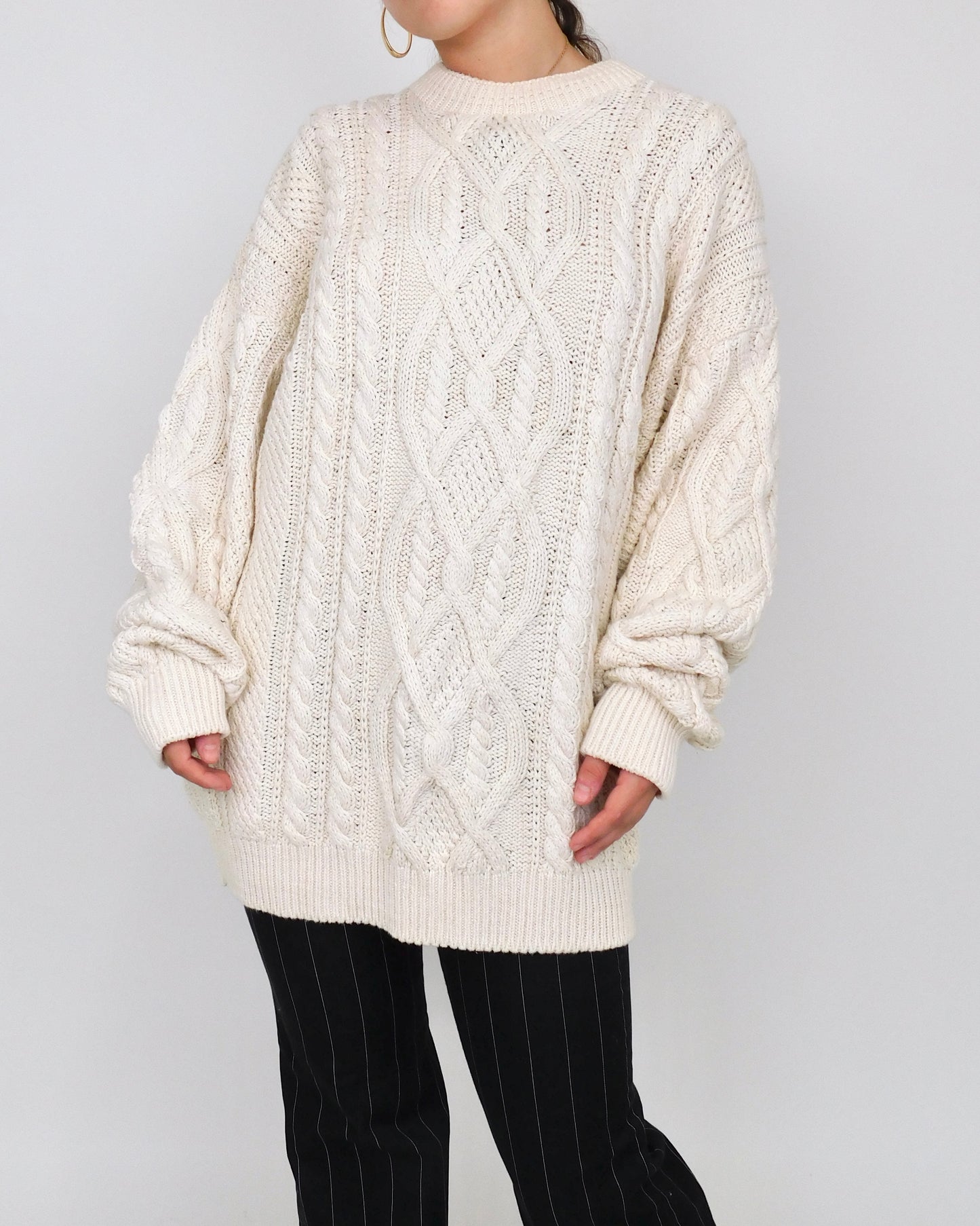 Vintage Cream Knit Sweater | Size L