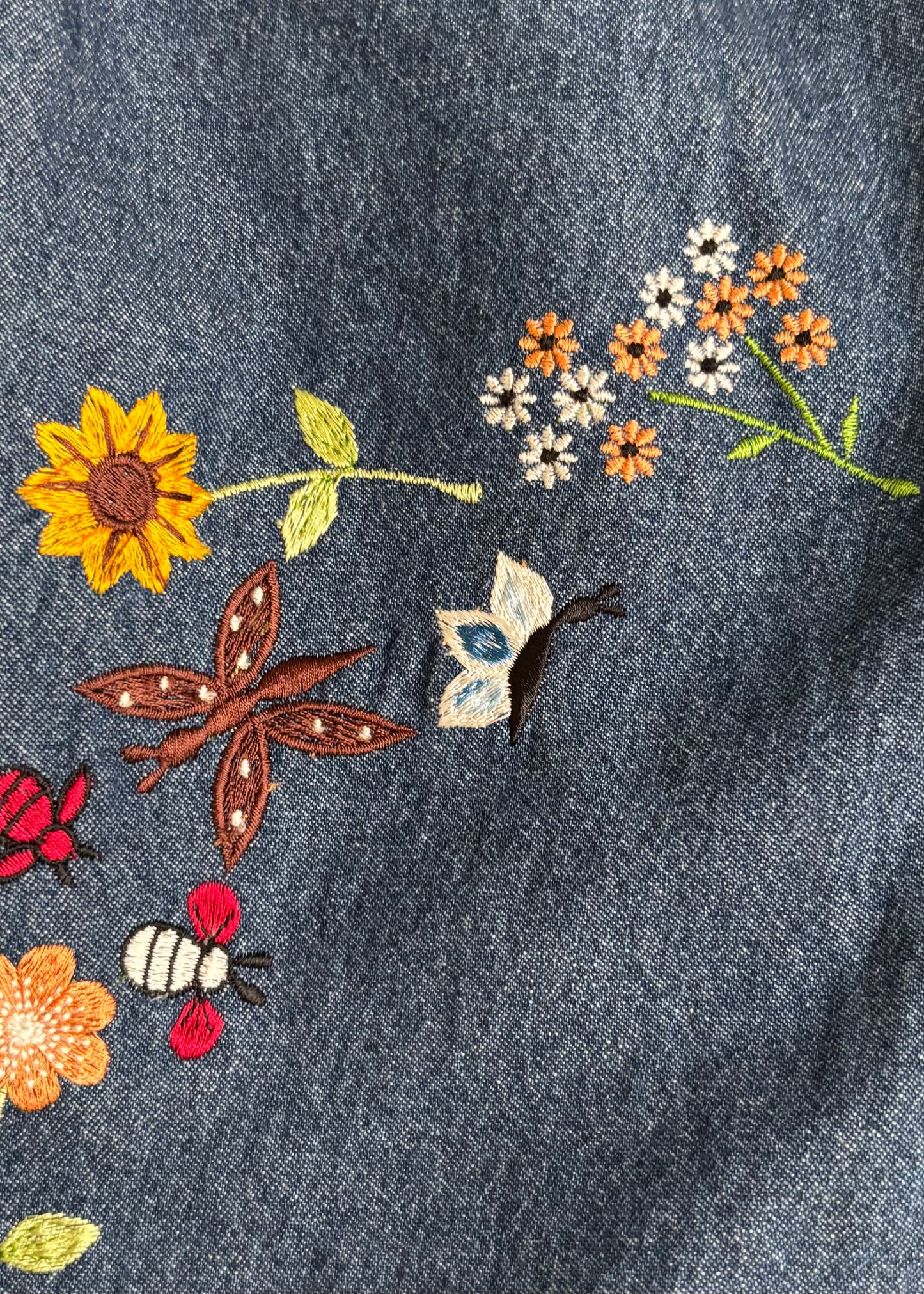 Floral Denim Overalls | Size M