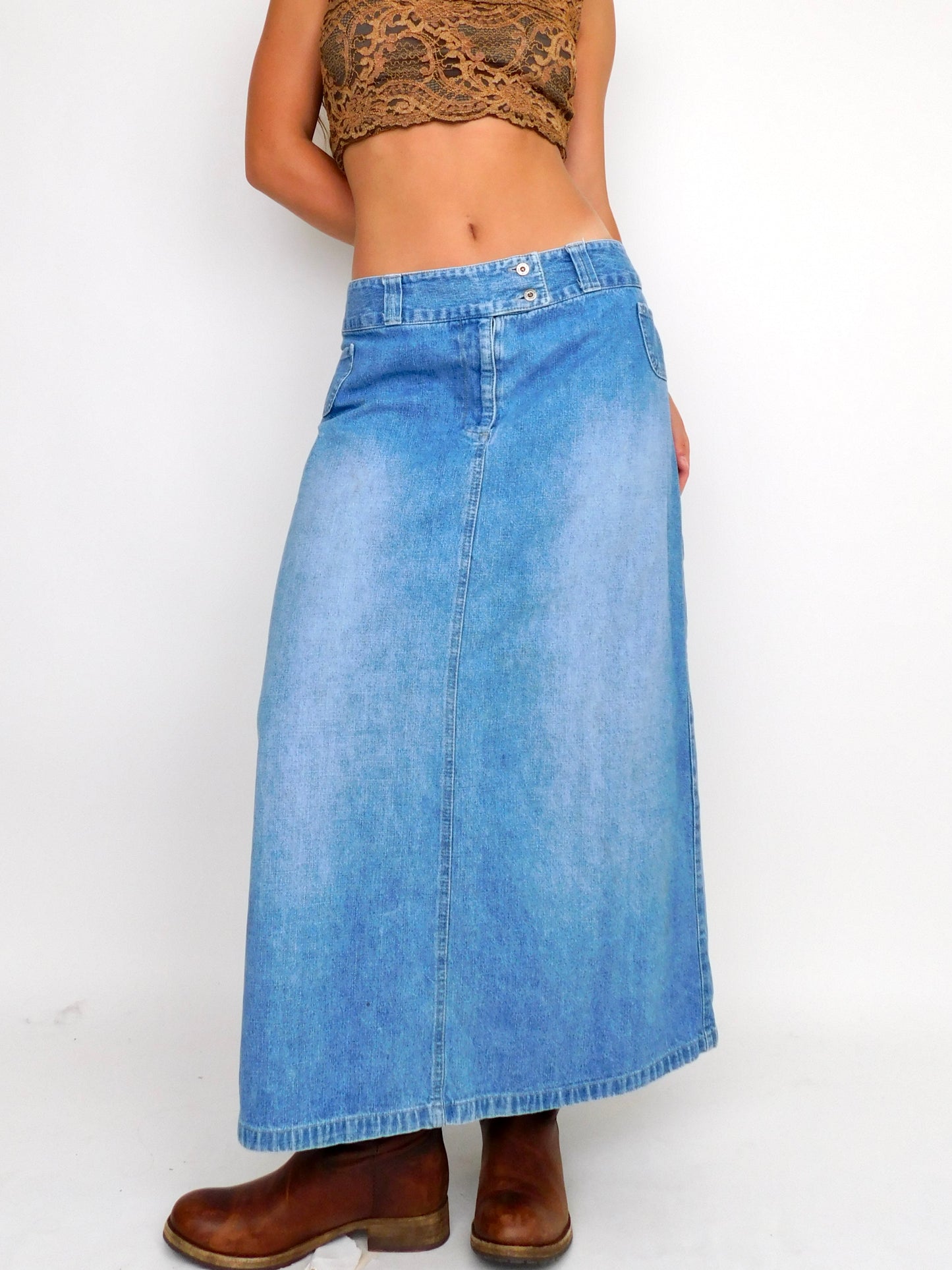 Rose Denim Maxi | Size 34” waist