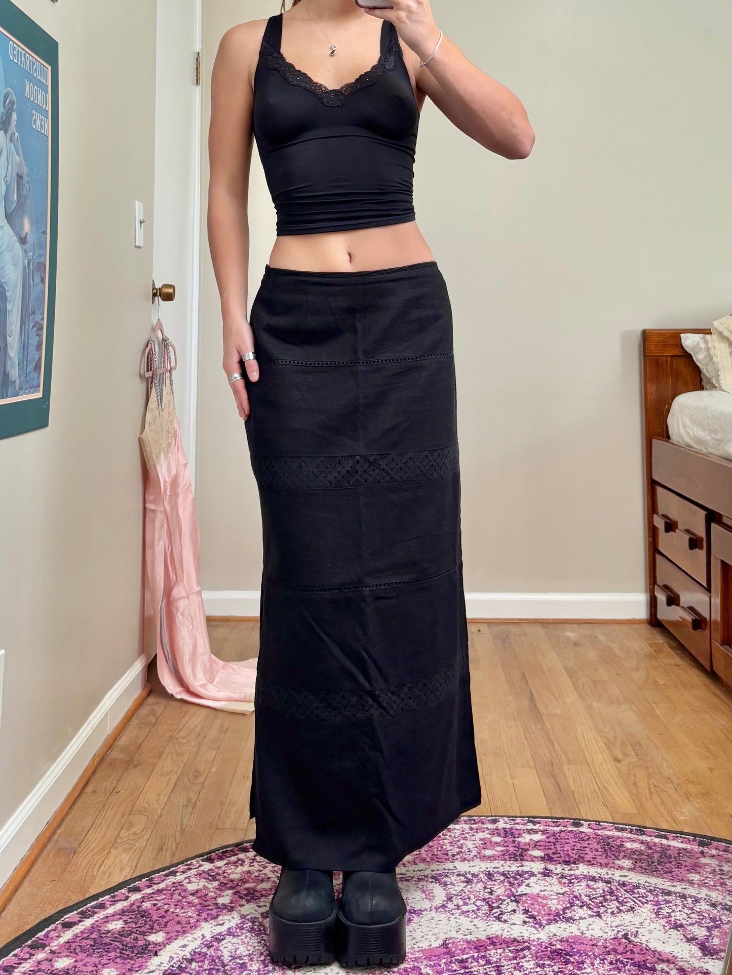 Edward 90's Linen Maxi Skirt | Size 27" Waist